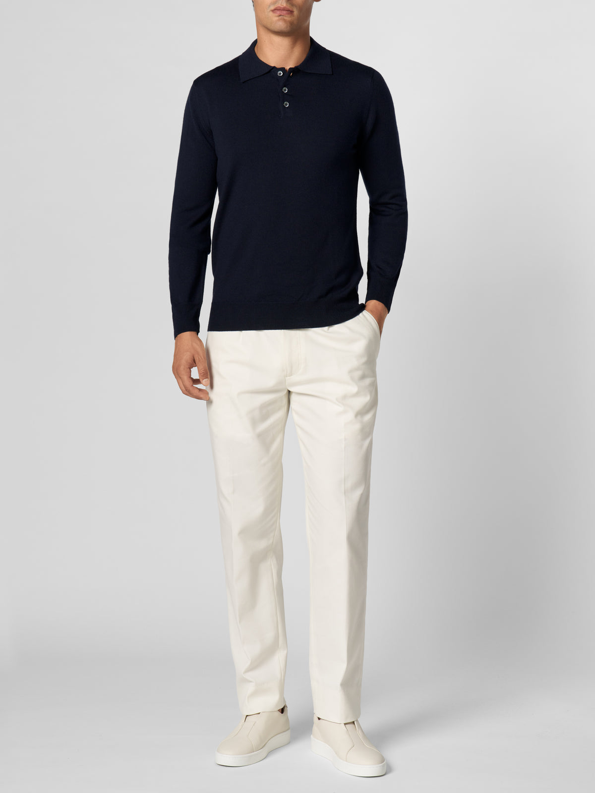 Extrafine Merino Polo Navy