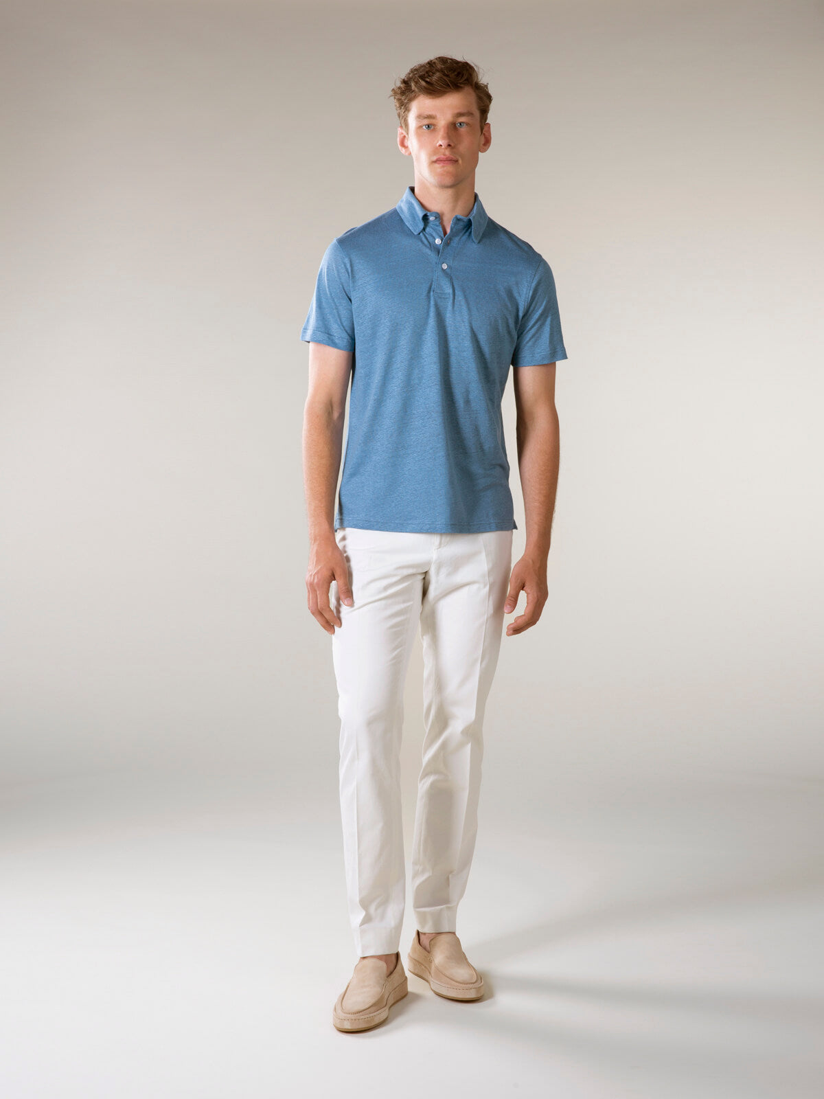 Aurélien | Sapphire Blue Linen Polo Shirt