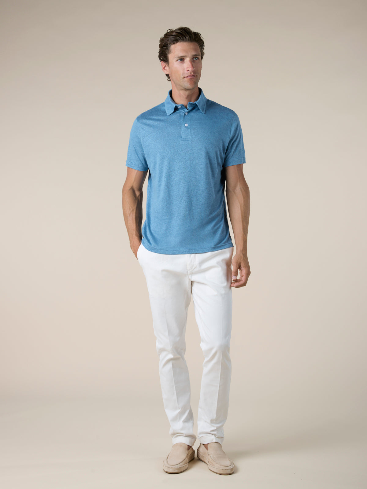 Sapphire Linen Polo Shirt