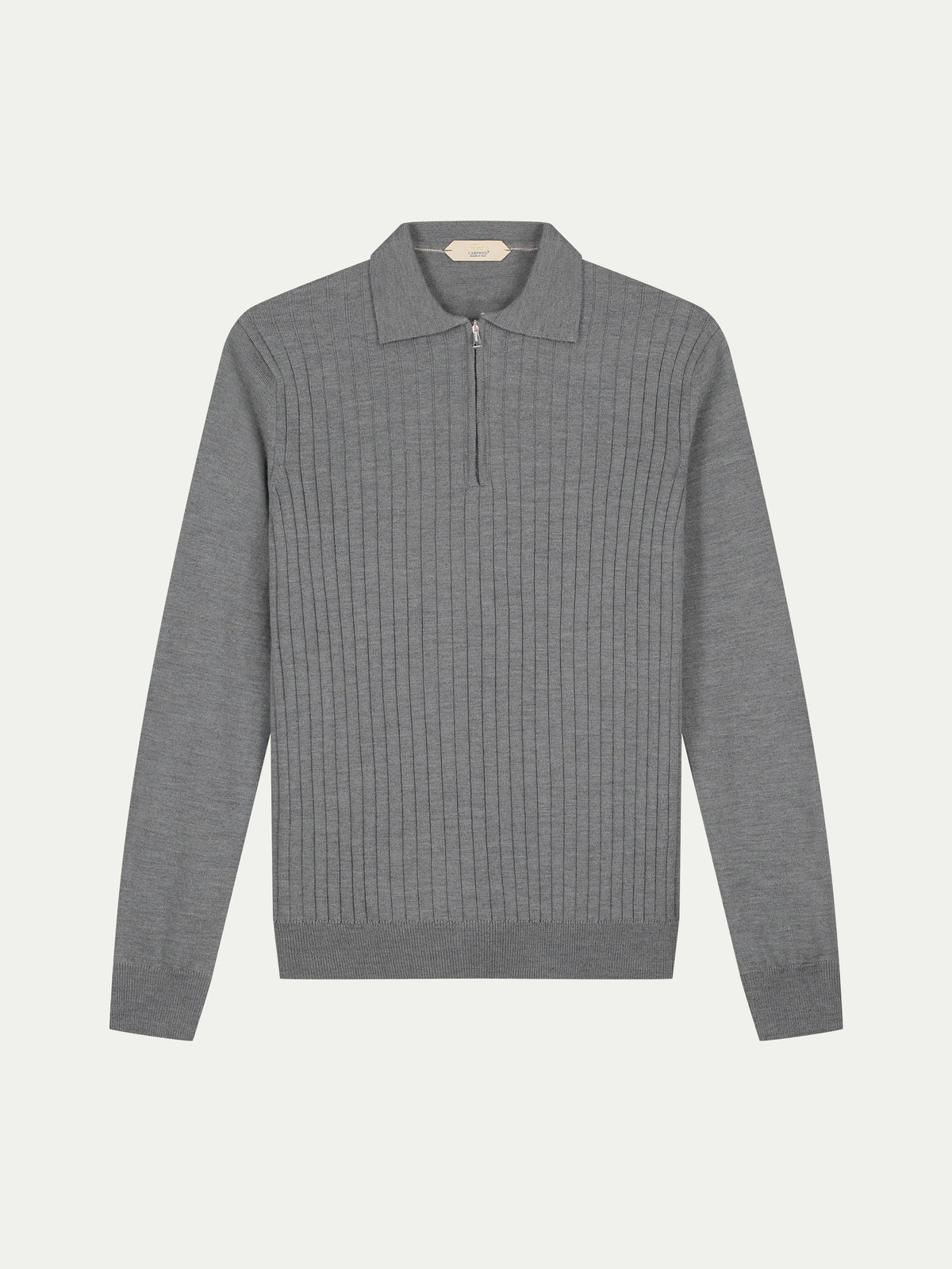Ribbed Zipper Polo Dark Grey