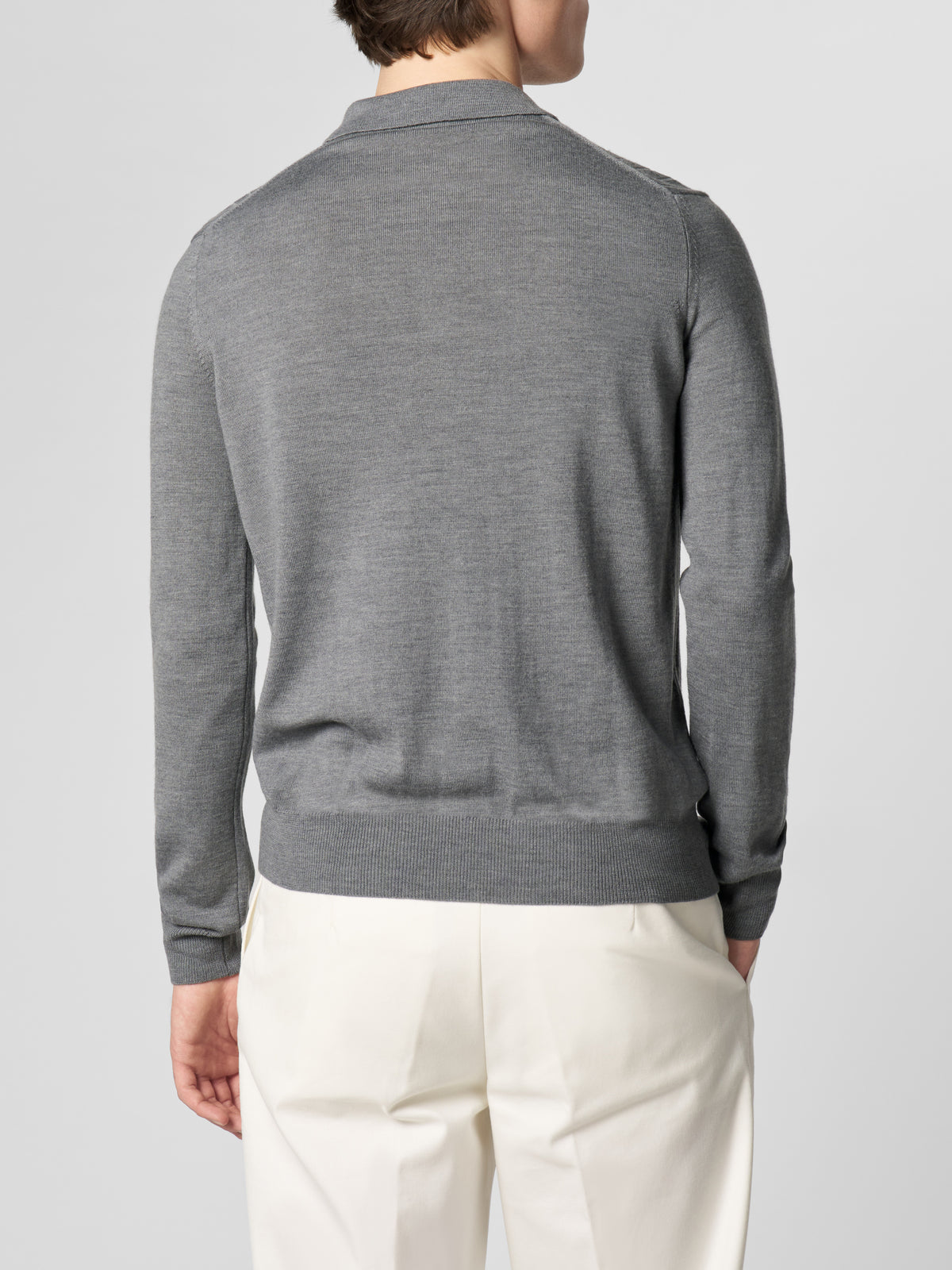 Ribbed Zipper Polo Dark Grey