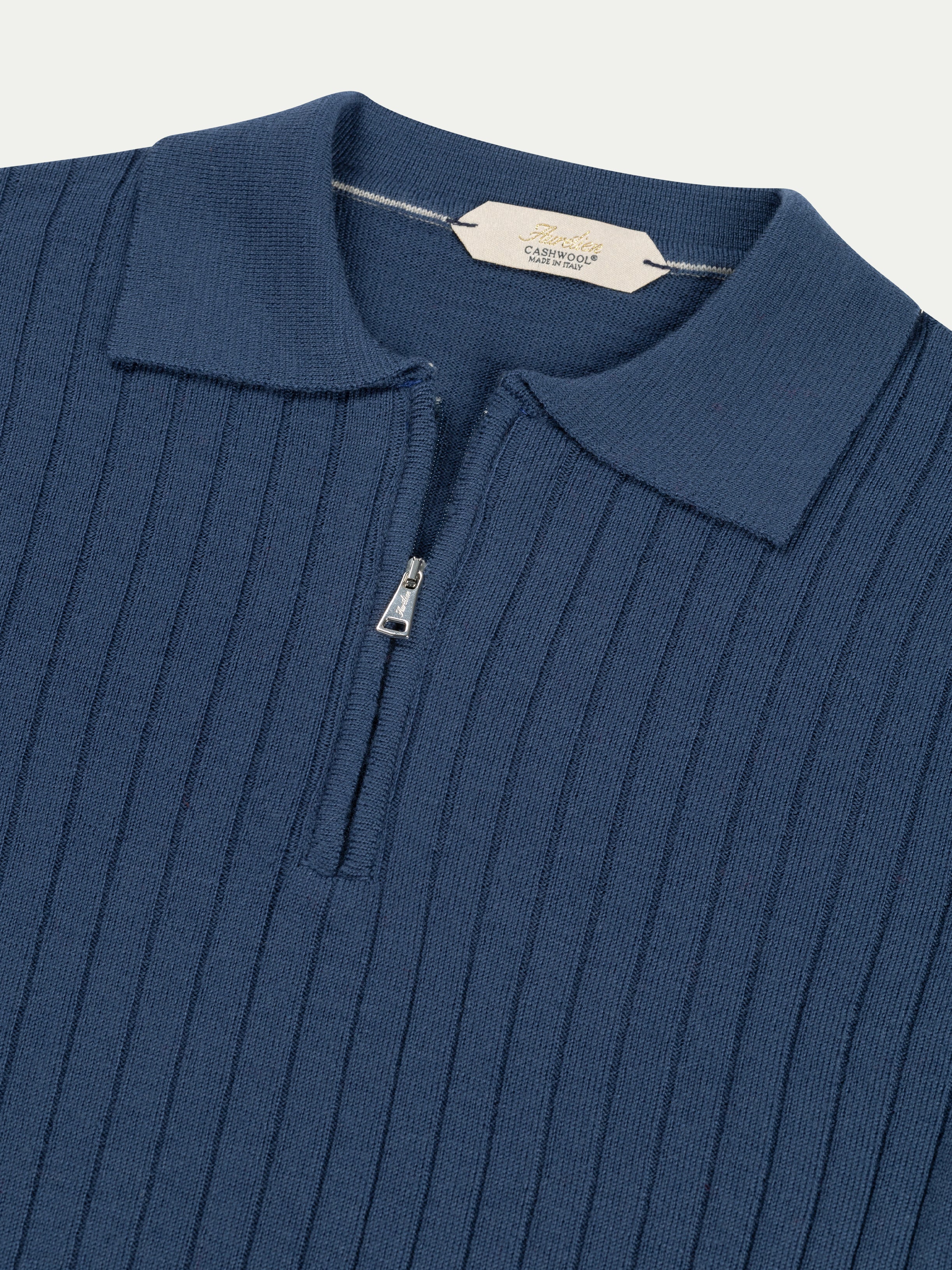 Ribbed Zipper Polo Sargasso Blue