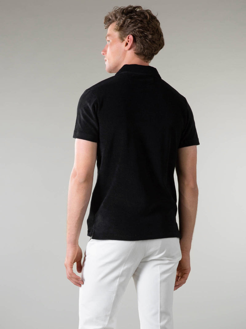 Black Terry Towelling Polo Shirt