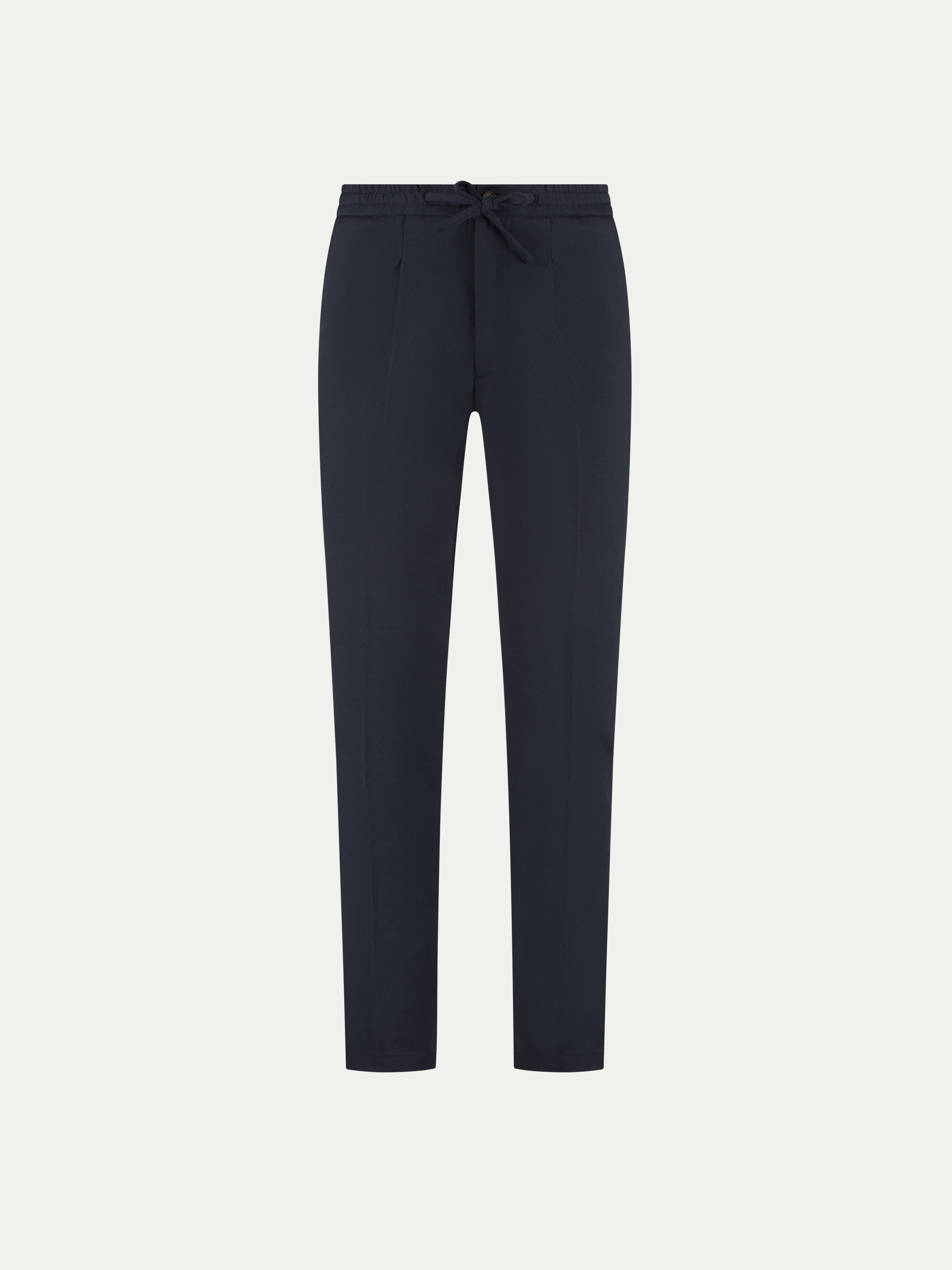 Navy Cotton Wool Regent Trousers