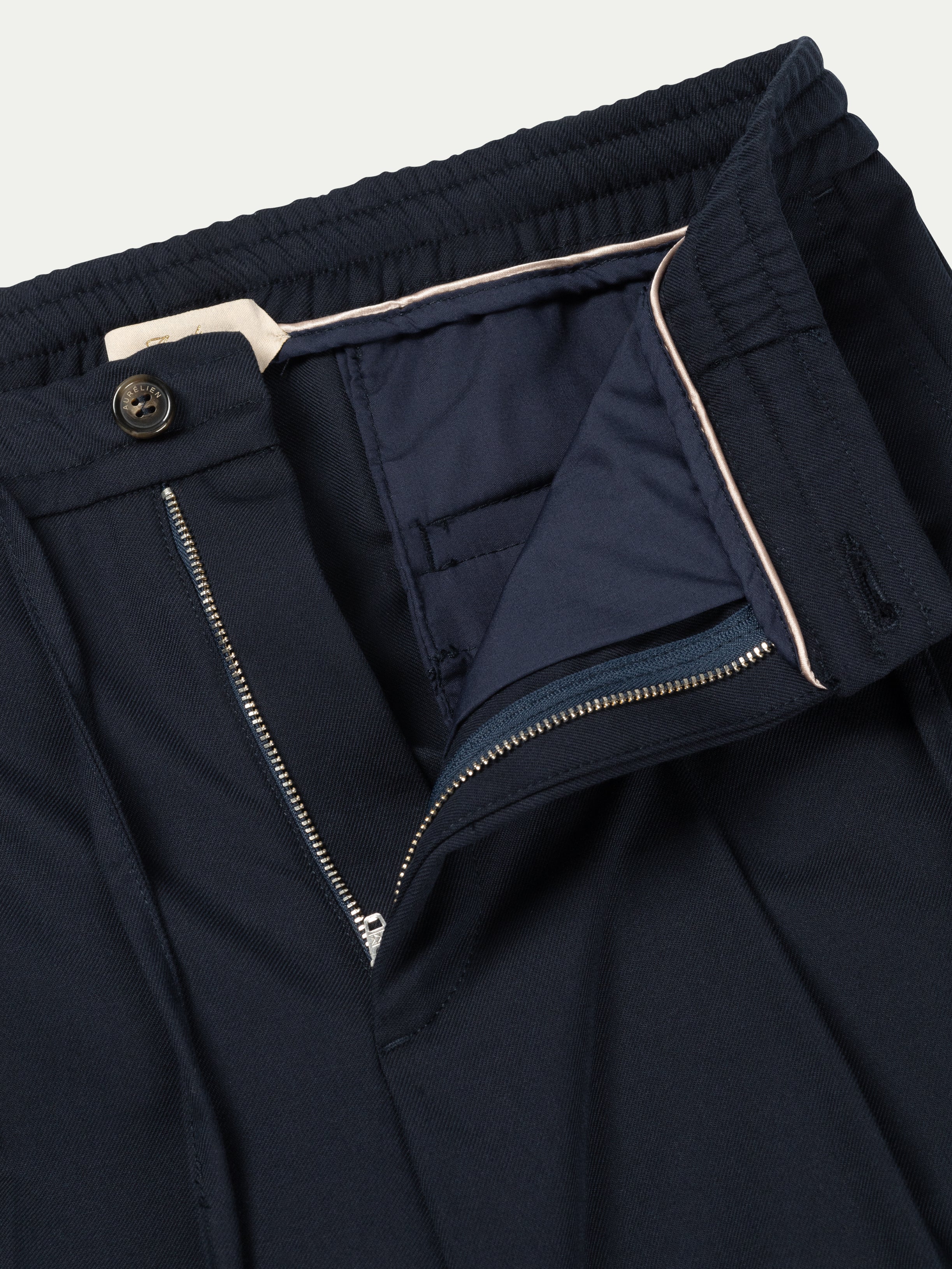 Navy Cotton Wool Regent Trousers