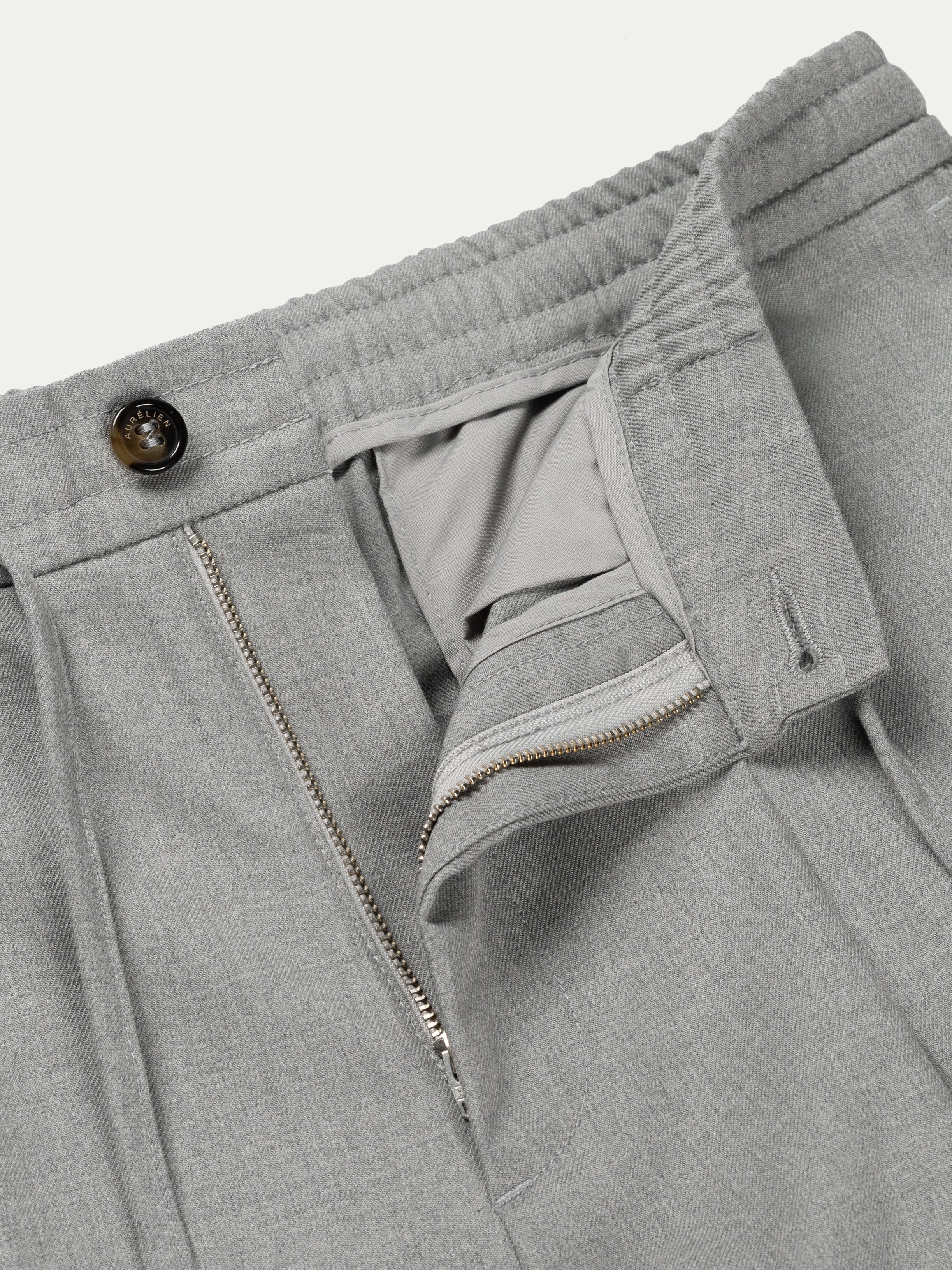 Mid Grey Cotton Wool Regent Trousers