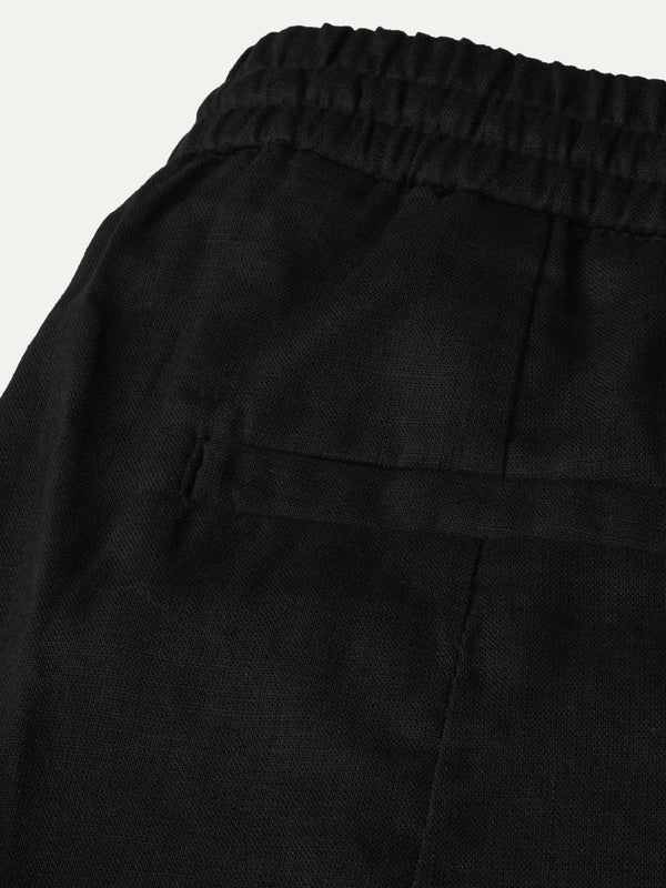 Black Linen Seaside Trousers