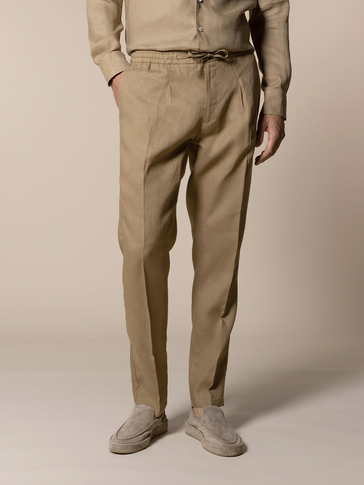 Dark Taupe Linen Seaside Trousers