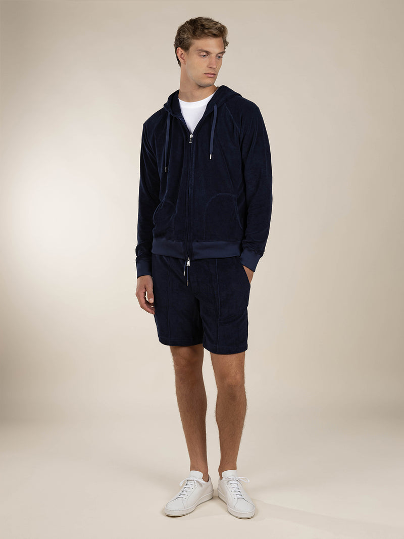 Navy Terry Towelling Leisure Shorts