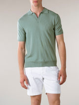 Shortsleeve Buttonless Ribbed Polo Light Green