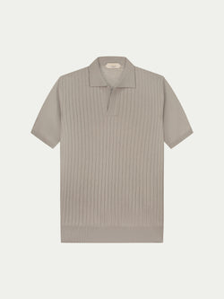Shortsleeve Buttonless Ribbed Polo Taupe