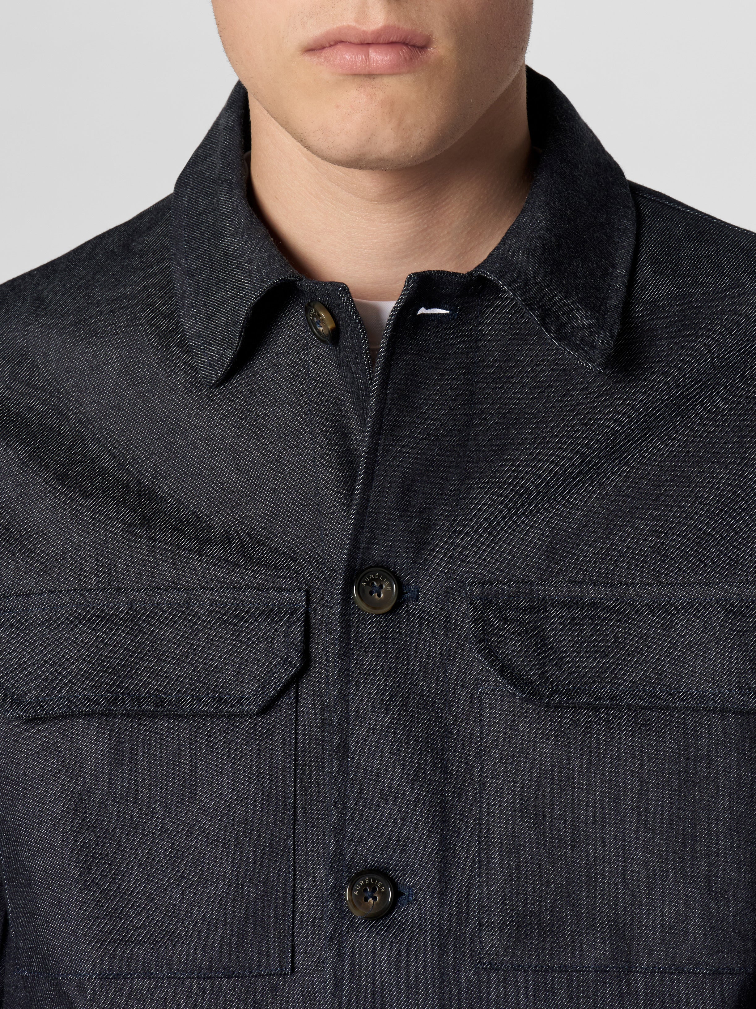 Dark Blue Denim Button Jacket