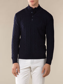 Navy Winter Button Sweater
