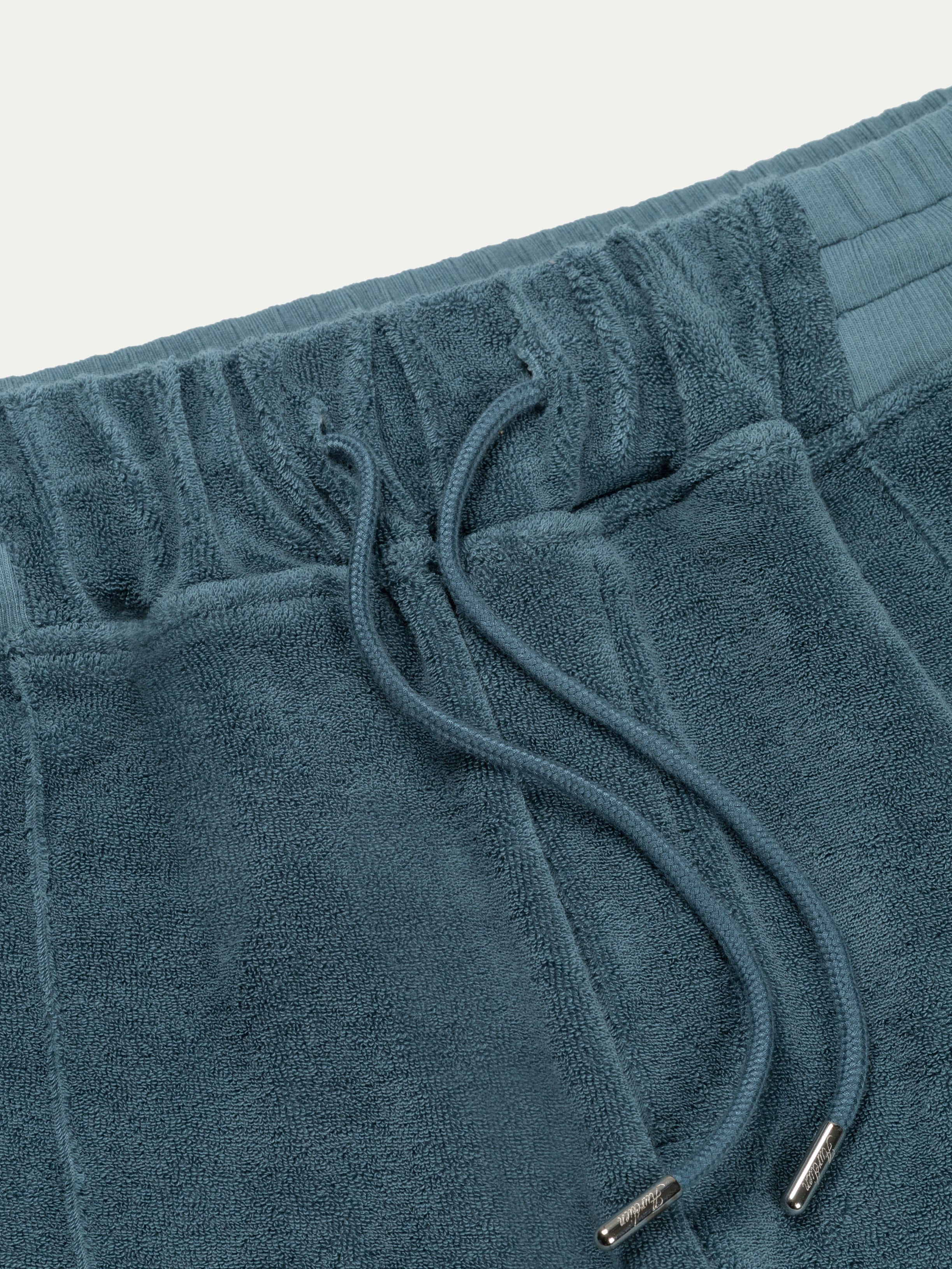 Aurélien | Sea Green Terry Towelling Trousers Sweatpants