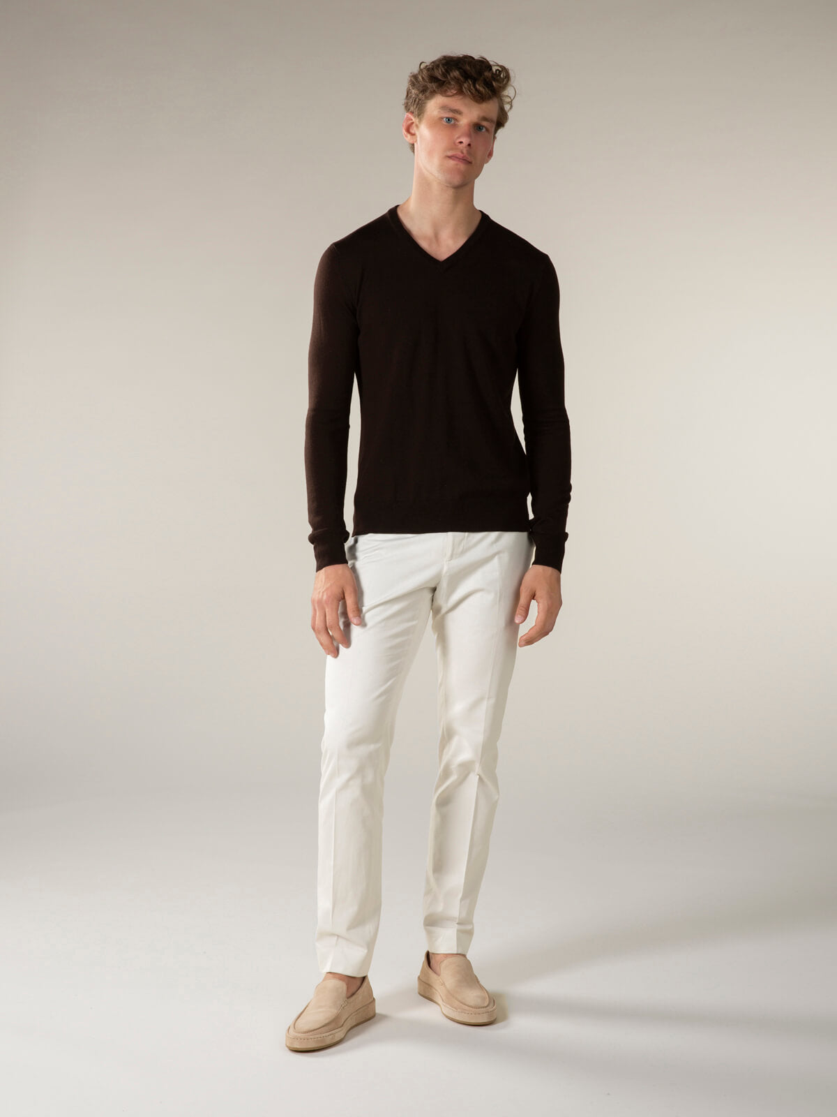 Extrafine Merino V-Neck Brown