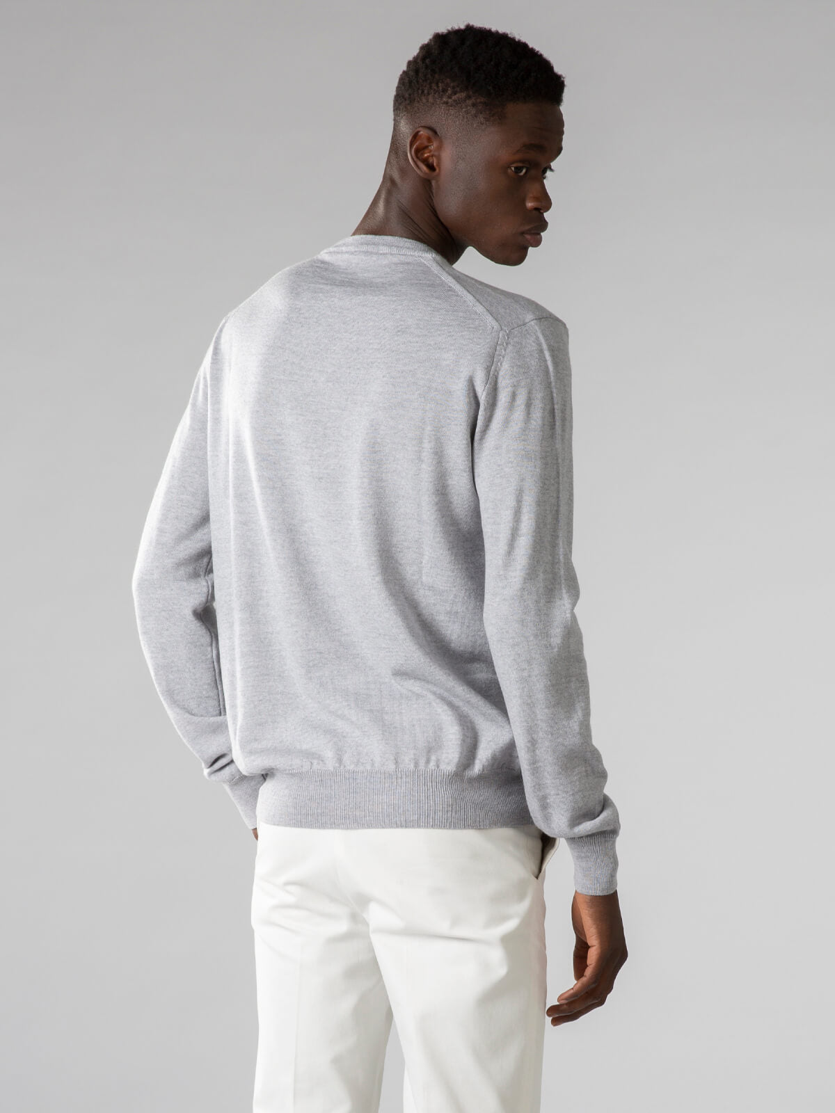 Extrafine Merino V-Neck Light Grey