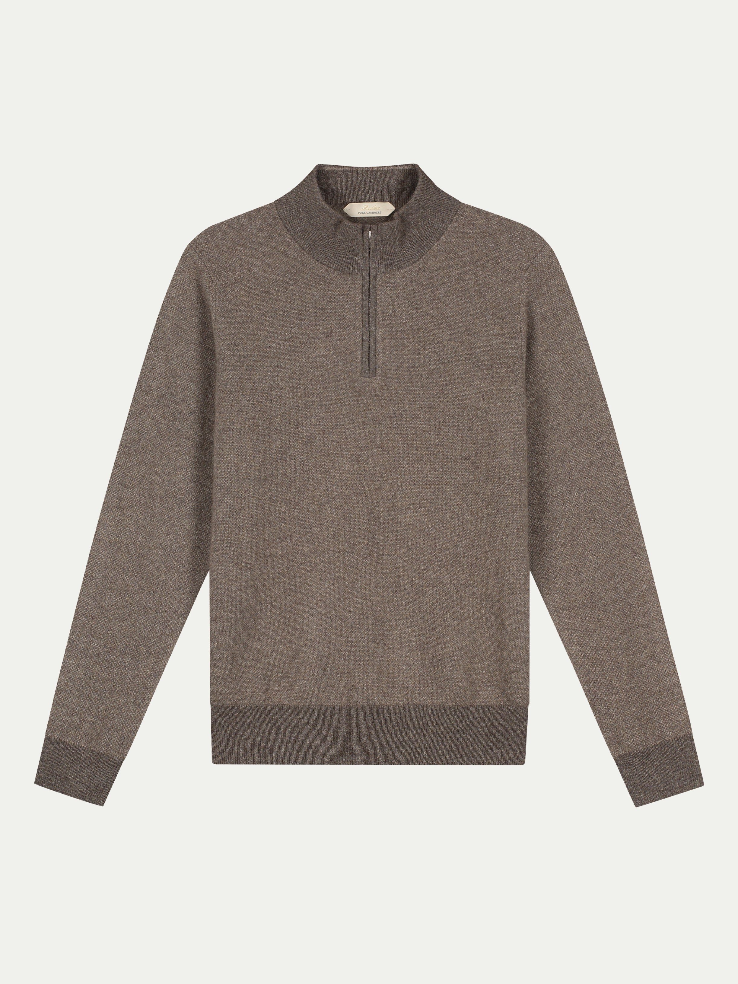 Dark Brown Jaquard Zipper Sweater