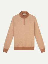 Caramel Jacquard Zipper Sweater