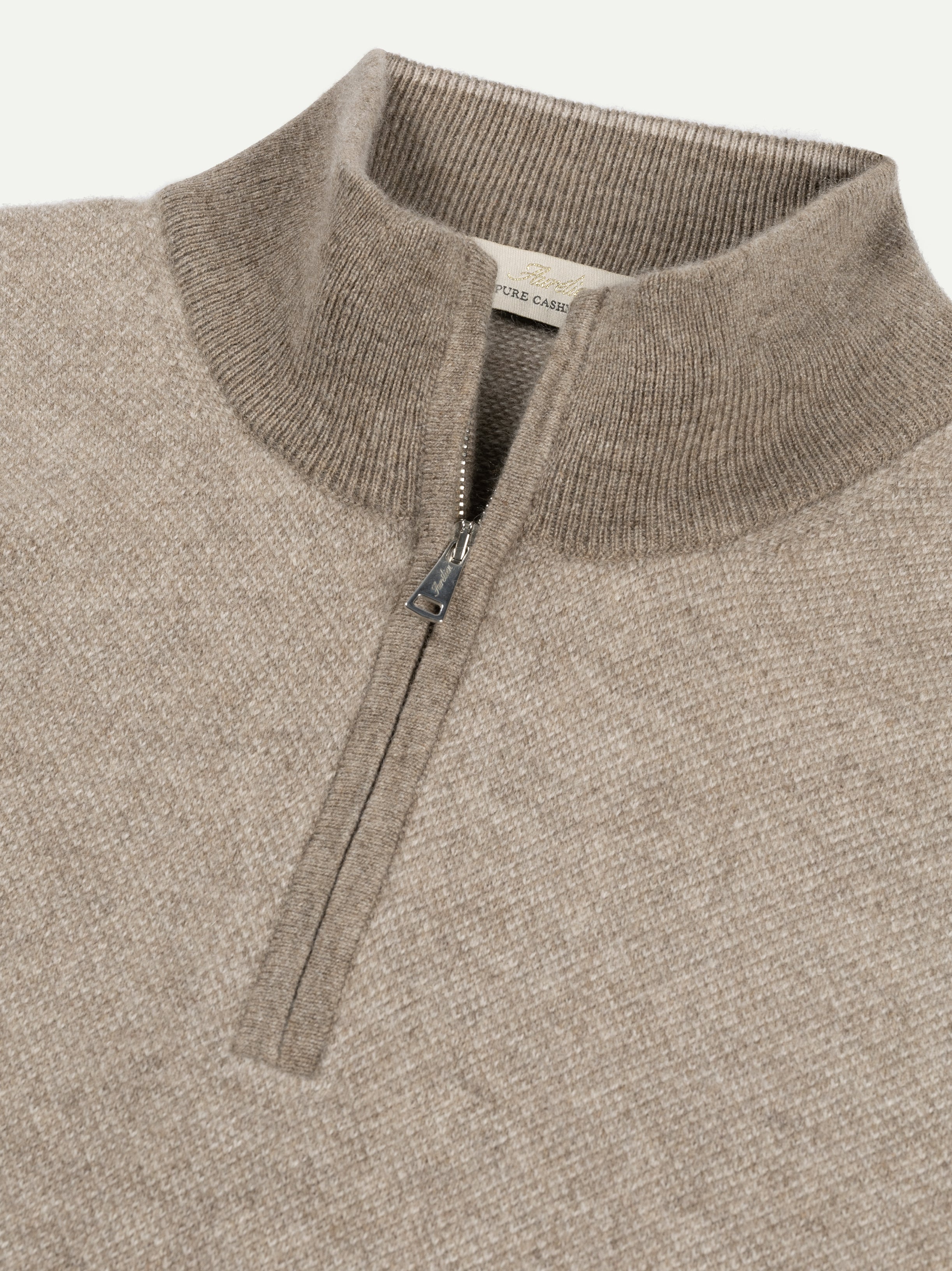 Aurélien | Cashmere Greige Blue Zipper Sweater