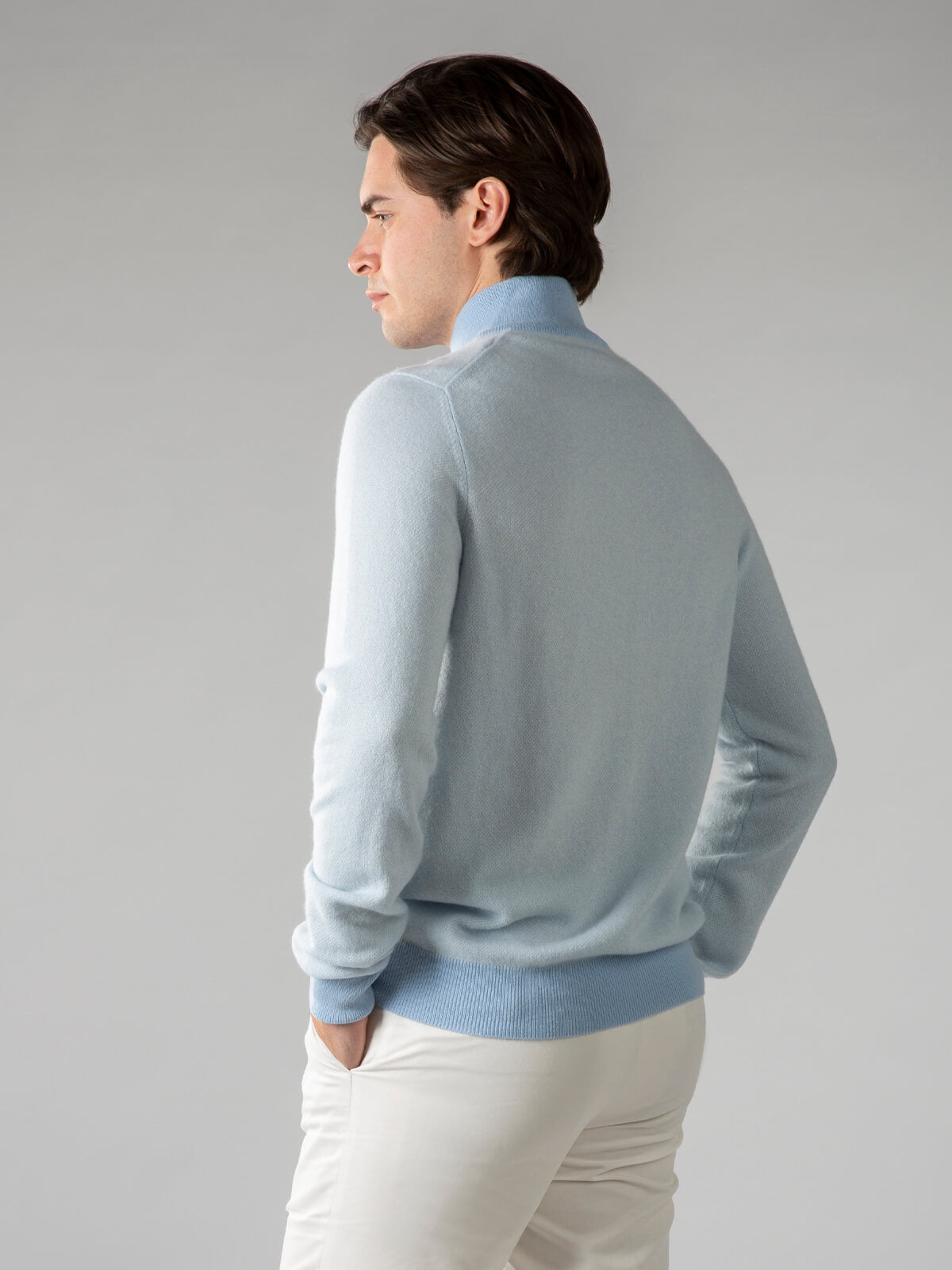 Aurélien Cashmere Light Blue Zipper Sweater
