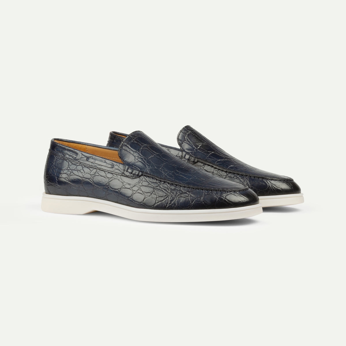 Aurélien Navy Crocodile Yacht Loafers