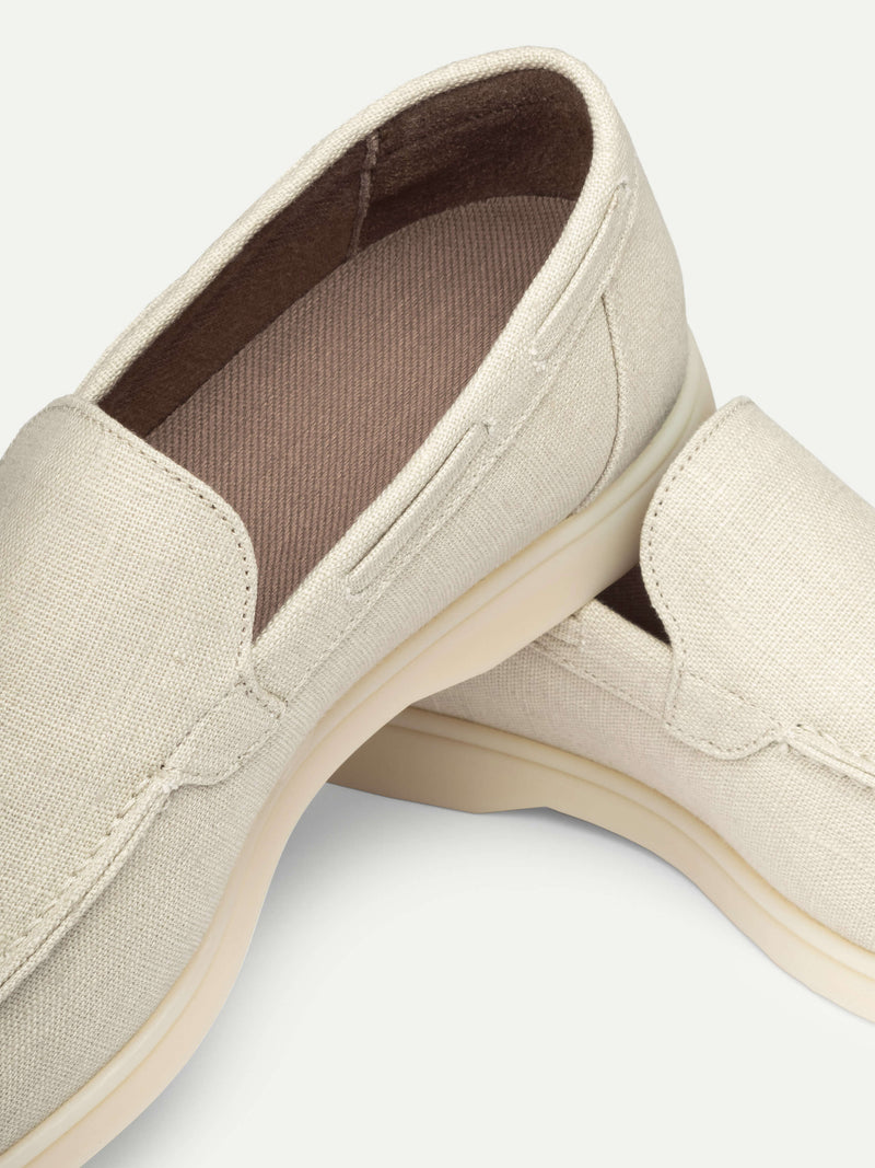 Taupe Linen Yacht Loafers