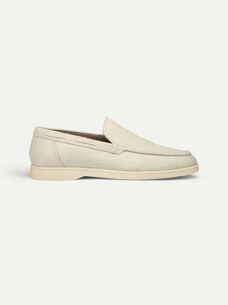 Taupe Linen Yacht Loafers