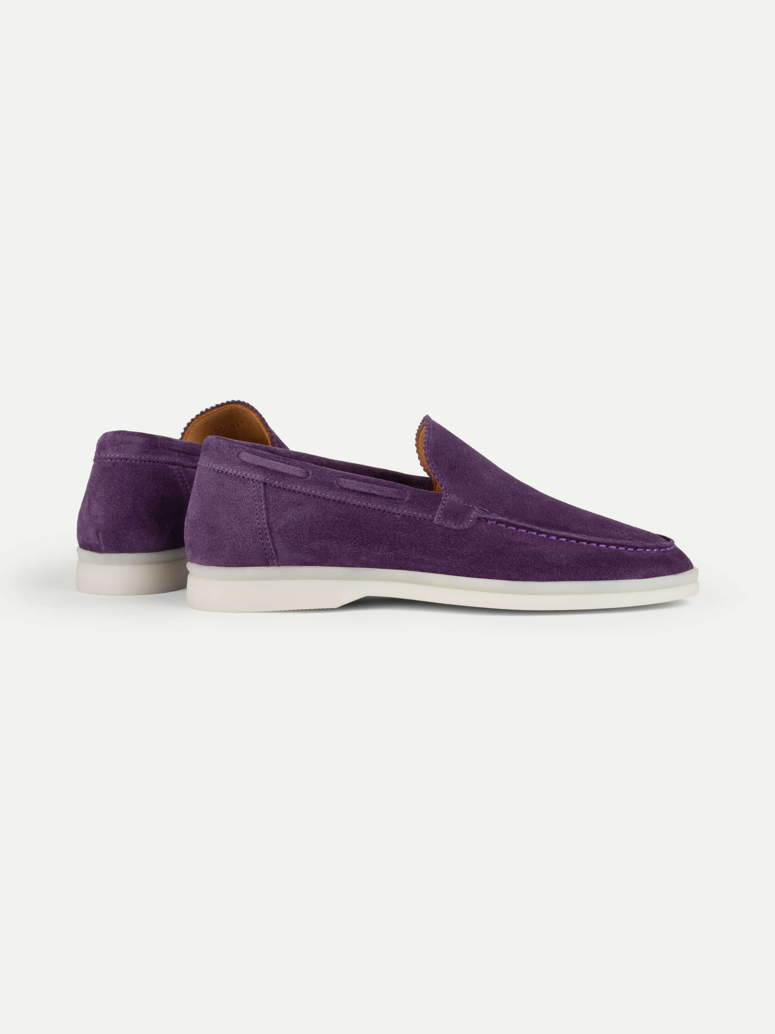 Lady Purple Yacht Loafers Suede Size 9 Women Aurelien Italian Handmade Mediterranean Style Exclusive Quiet Luxury