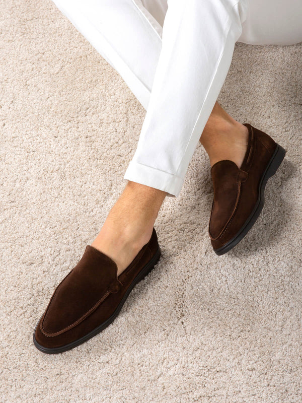 Chocolate Yacht Loafer with Lamb Shearling Footbed