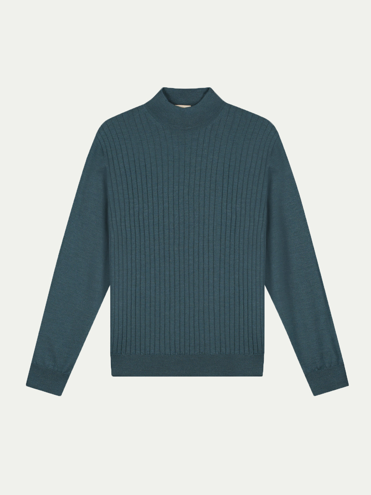 Extrafine Merino Mockneck Ribbed Dark Aquamarine