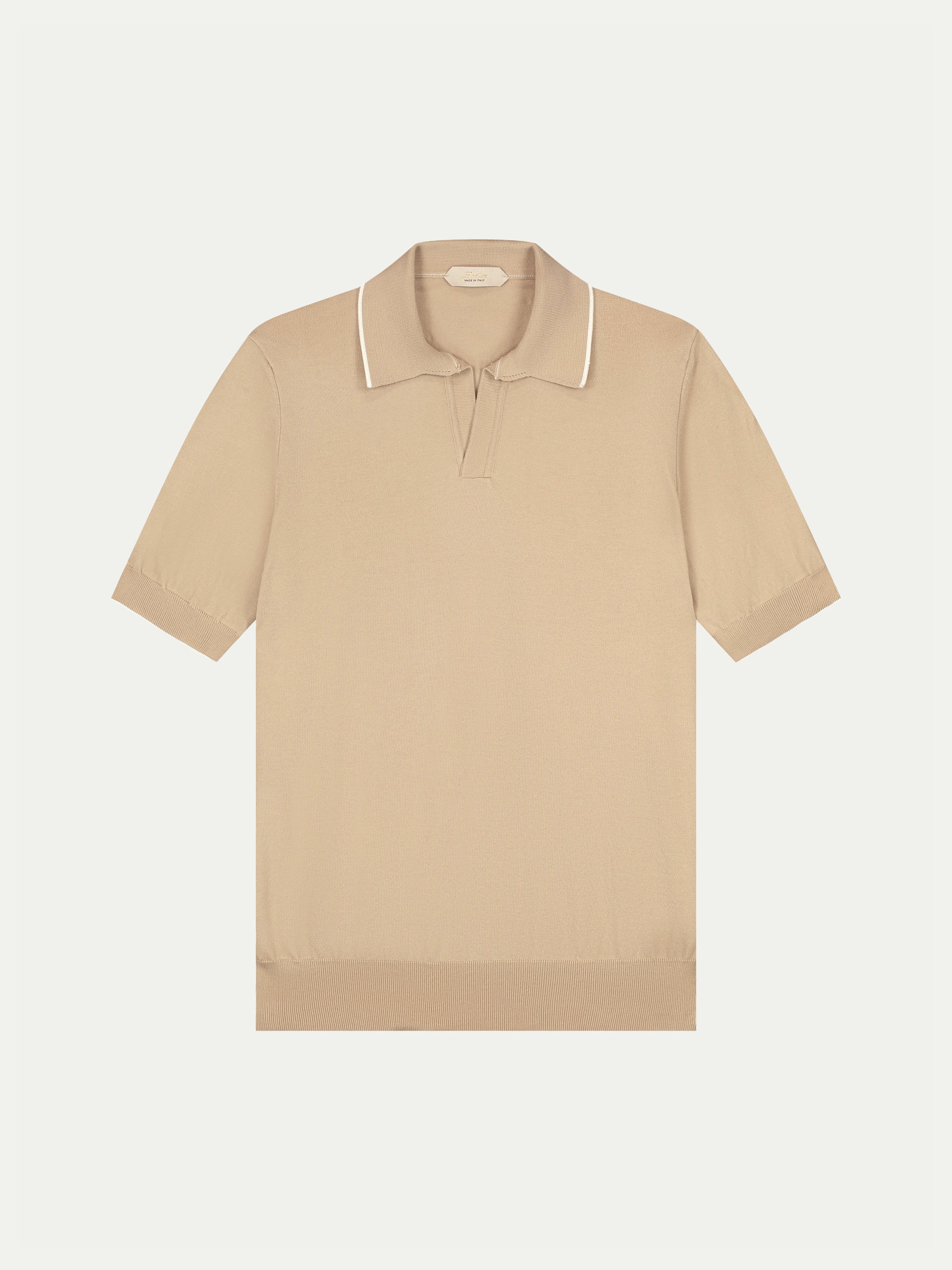 Shortsleeve Buttonless Polo Beige