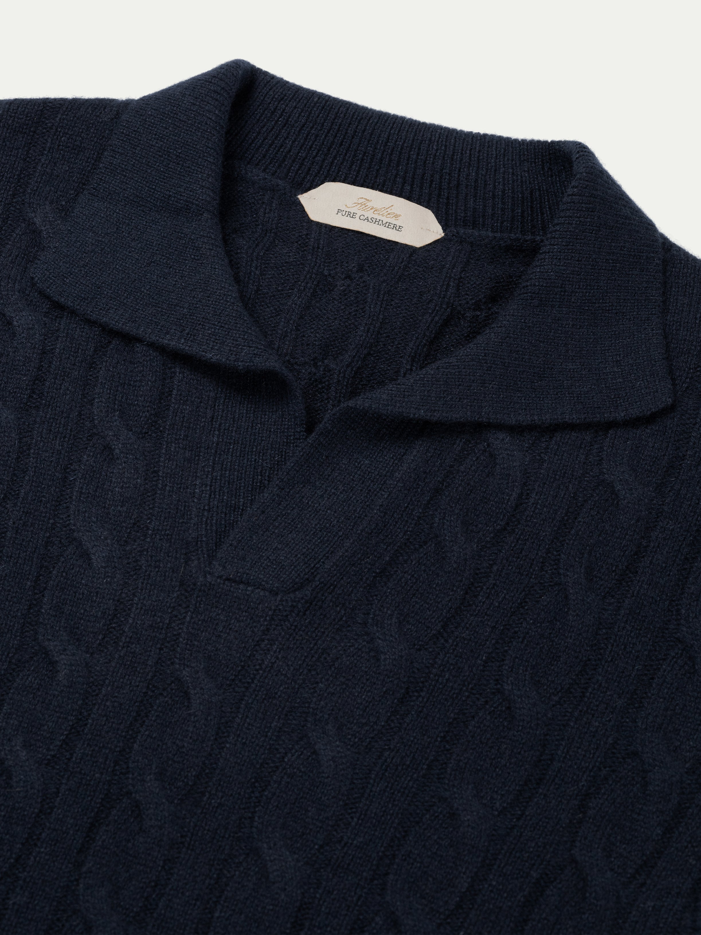 Navy Cable Knit Polo