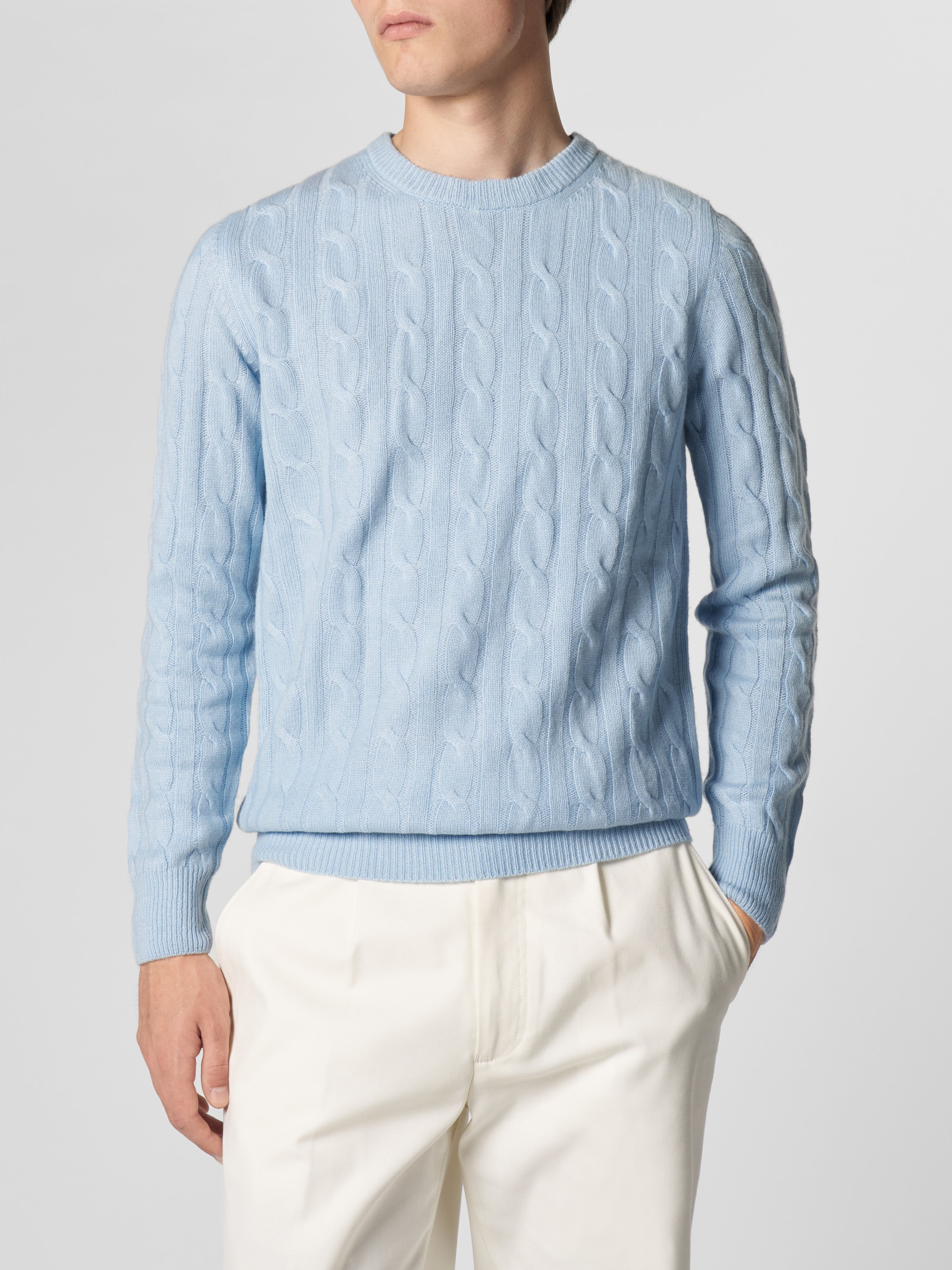 Light Blue Cable Knit Crewneck