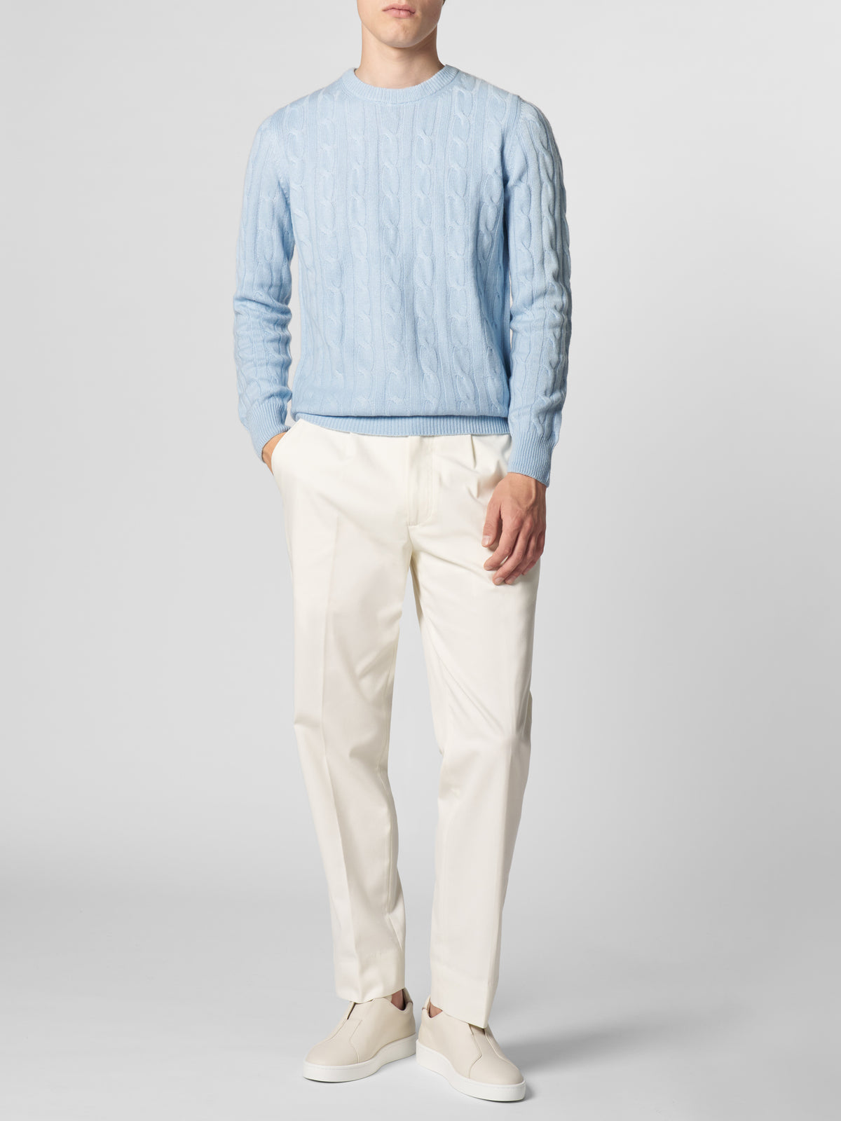 Light Blue Cable Knit Crewneck