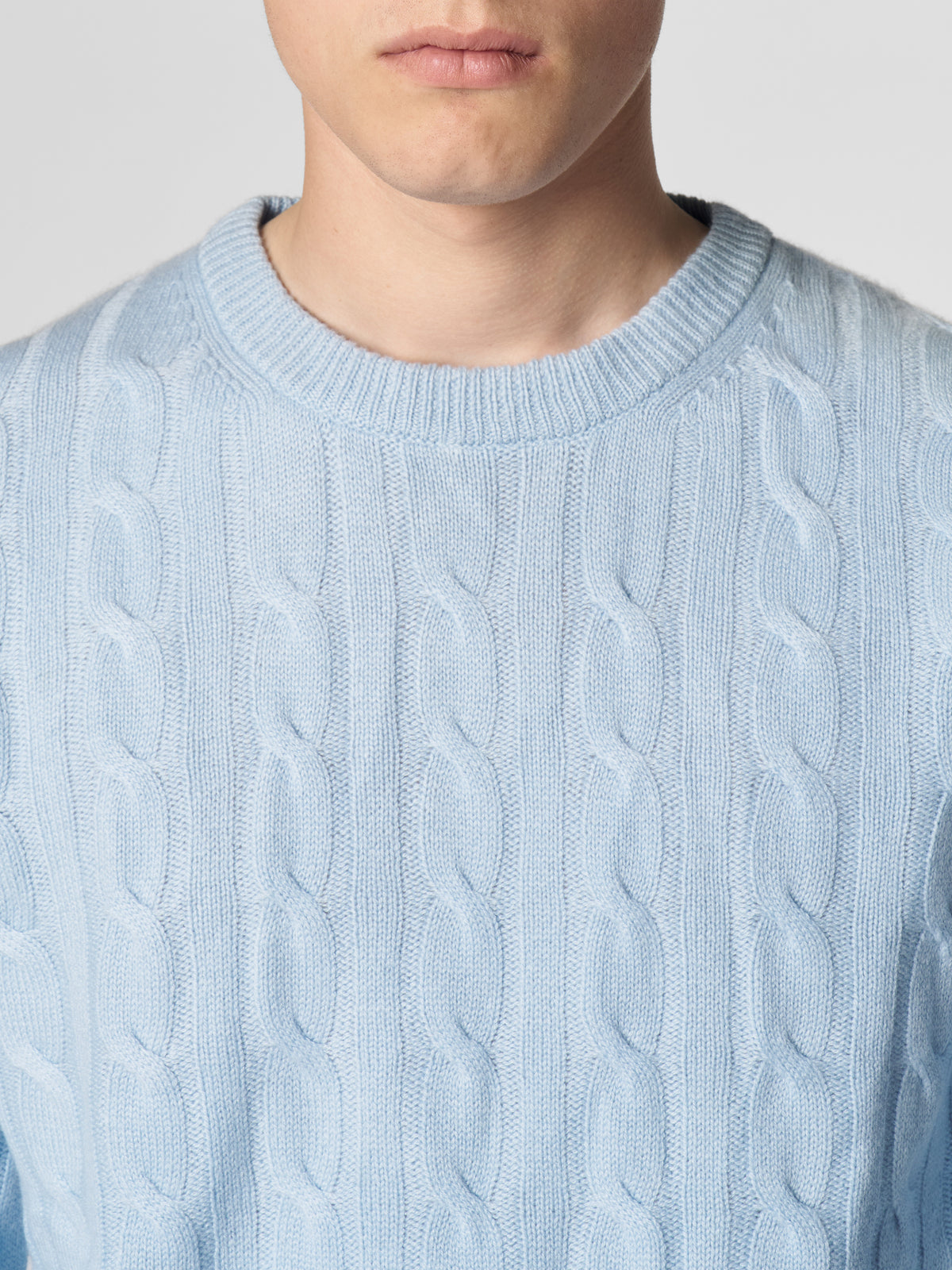 Light Blue Cable Knit Crewneck