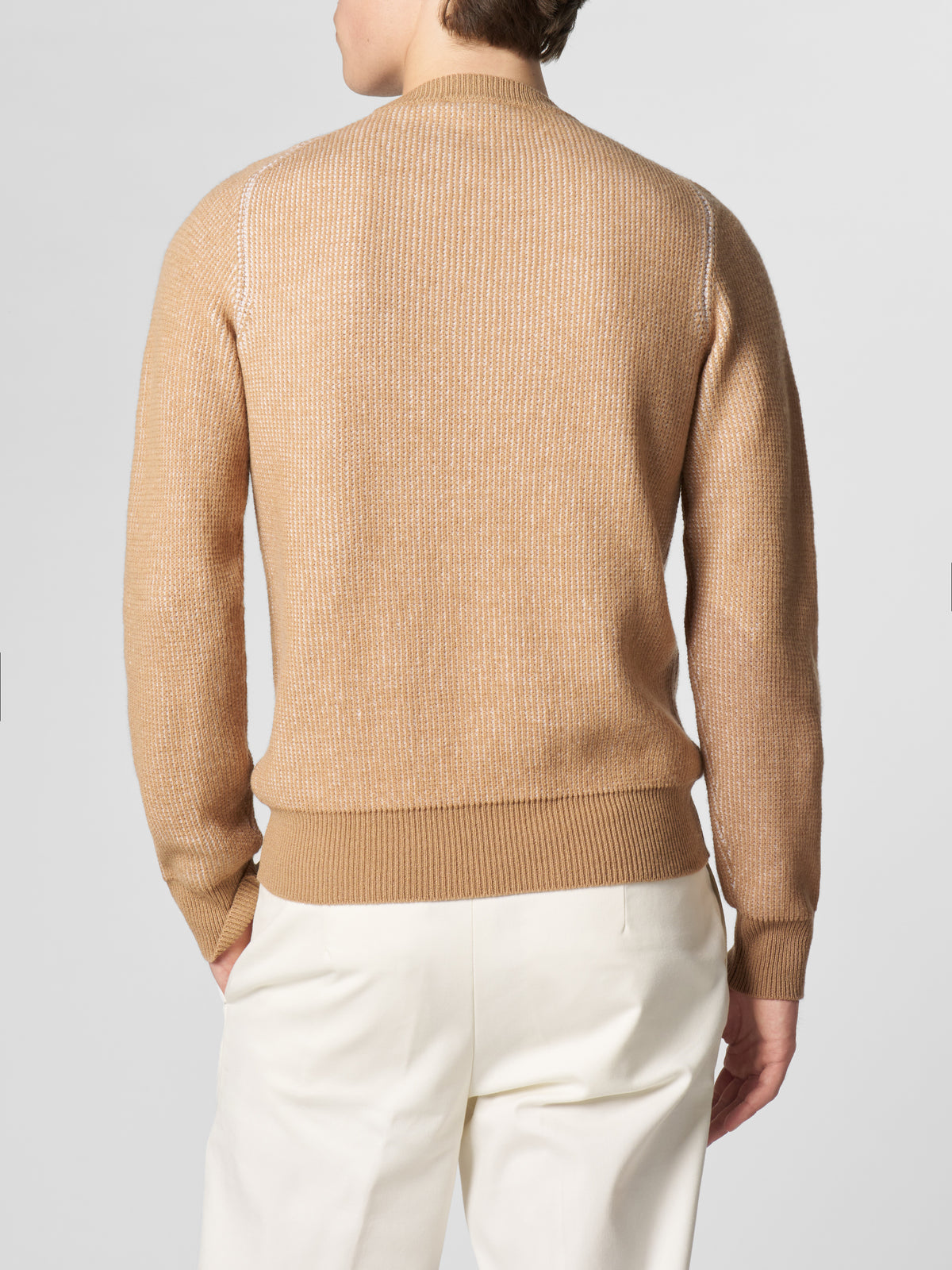 Beige Ribbed Crewneck Two-tone