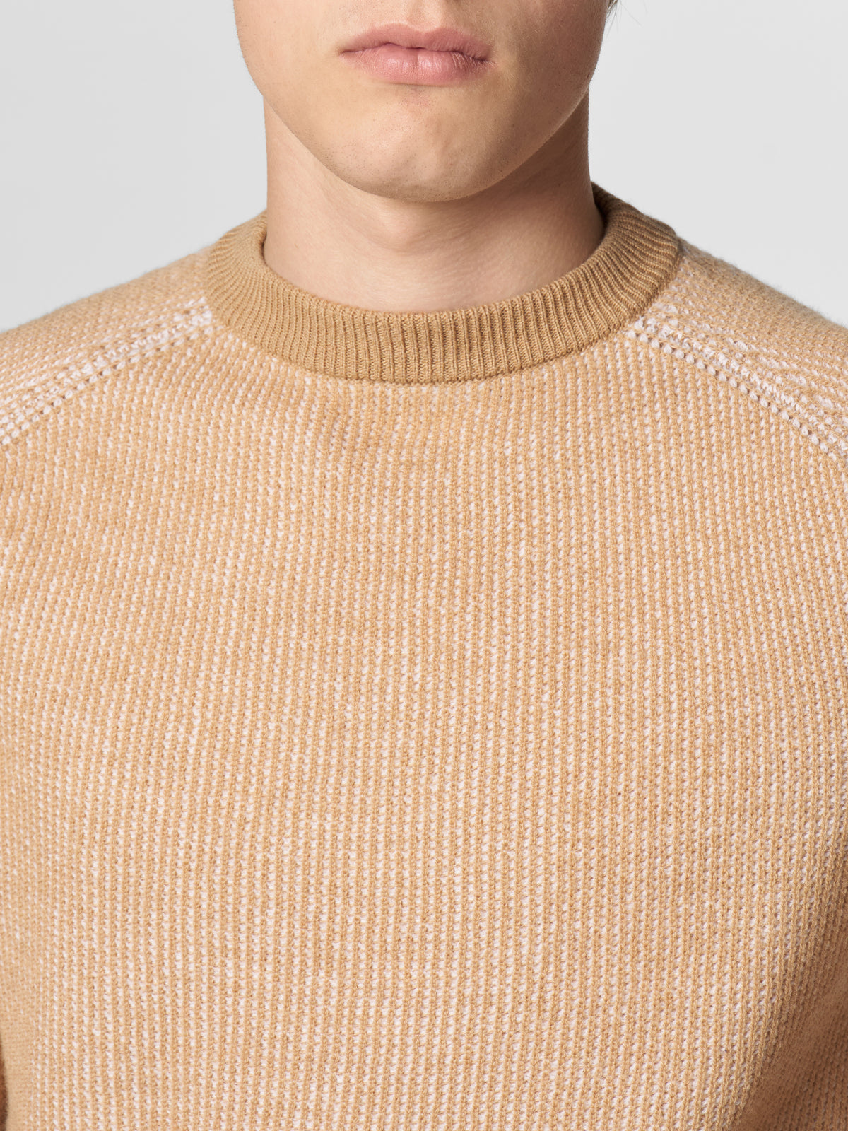 Beige Ribbed Crewneck Two-tone