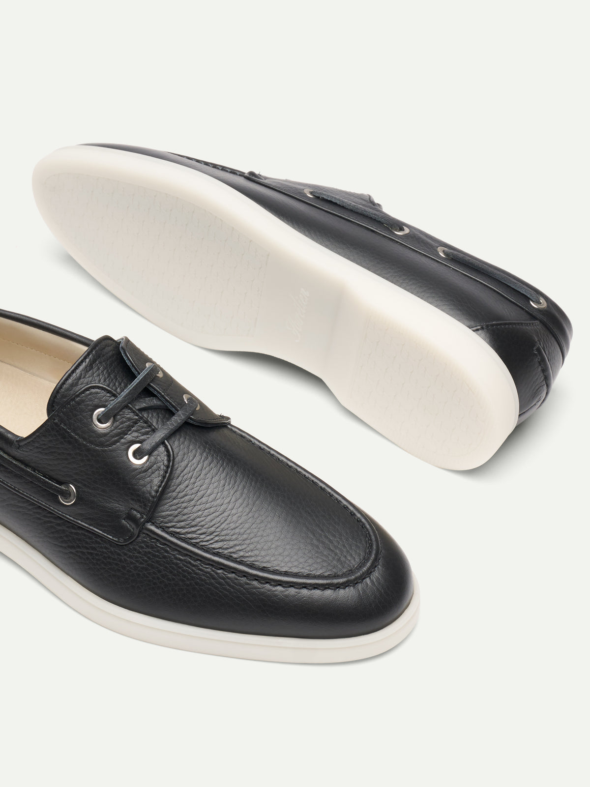 Black Grain Boat Loafers