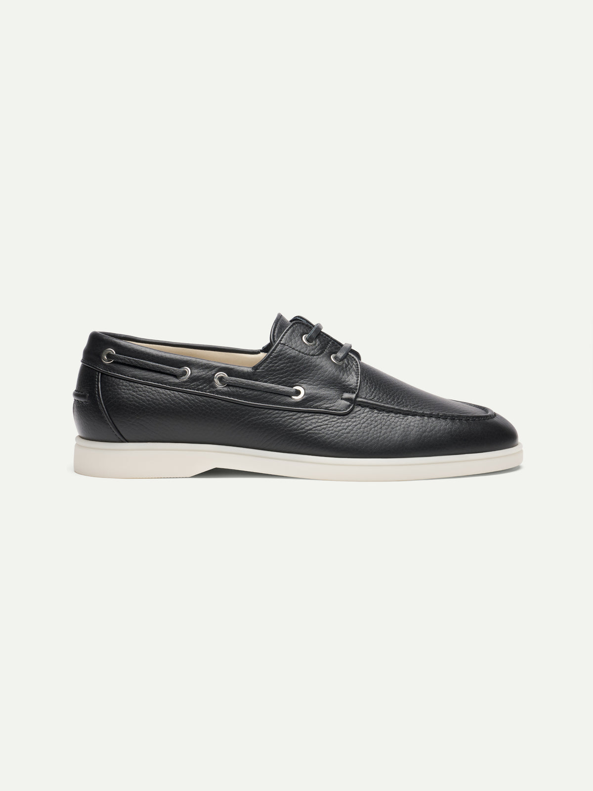 Black Grain Boat Loafers
