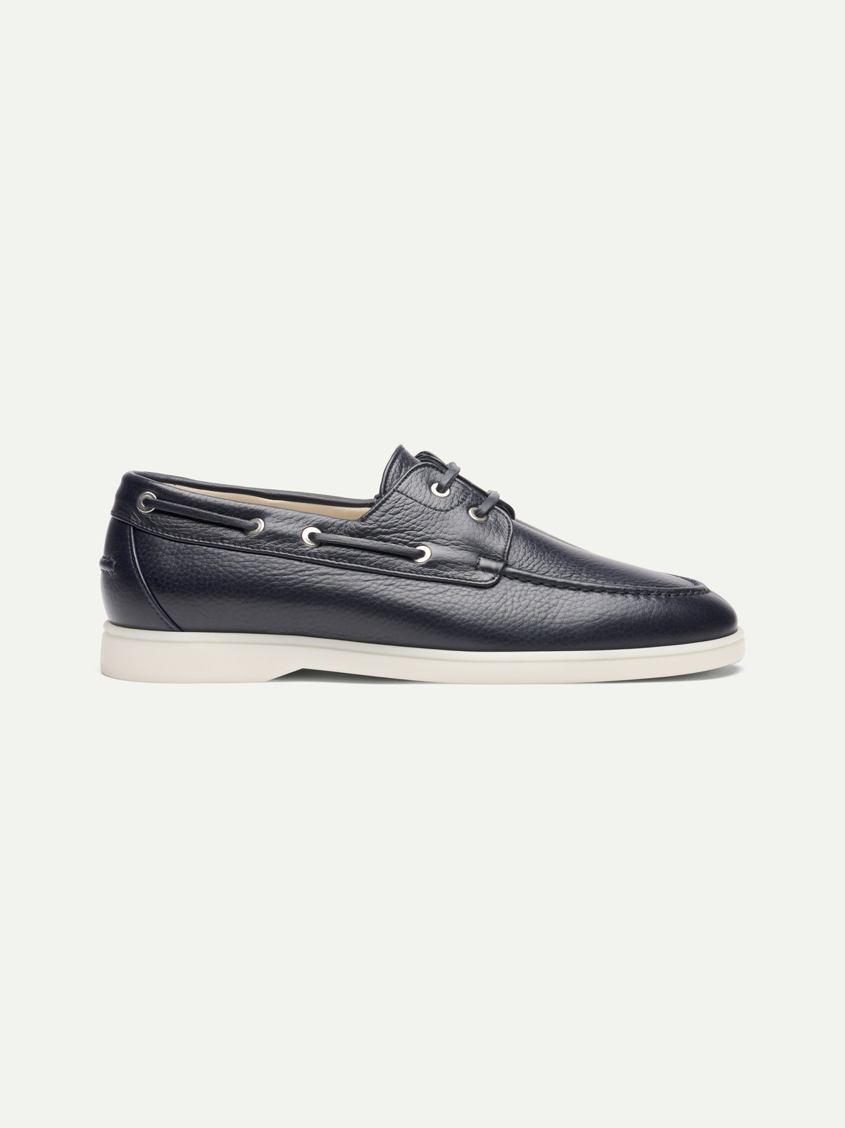 Navy Grain Boat Loafers