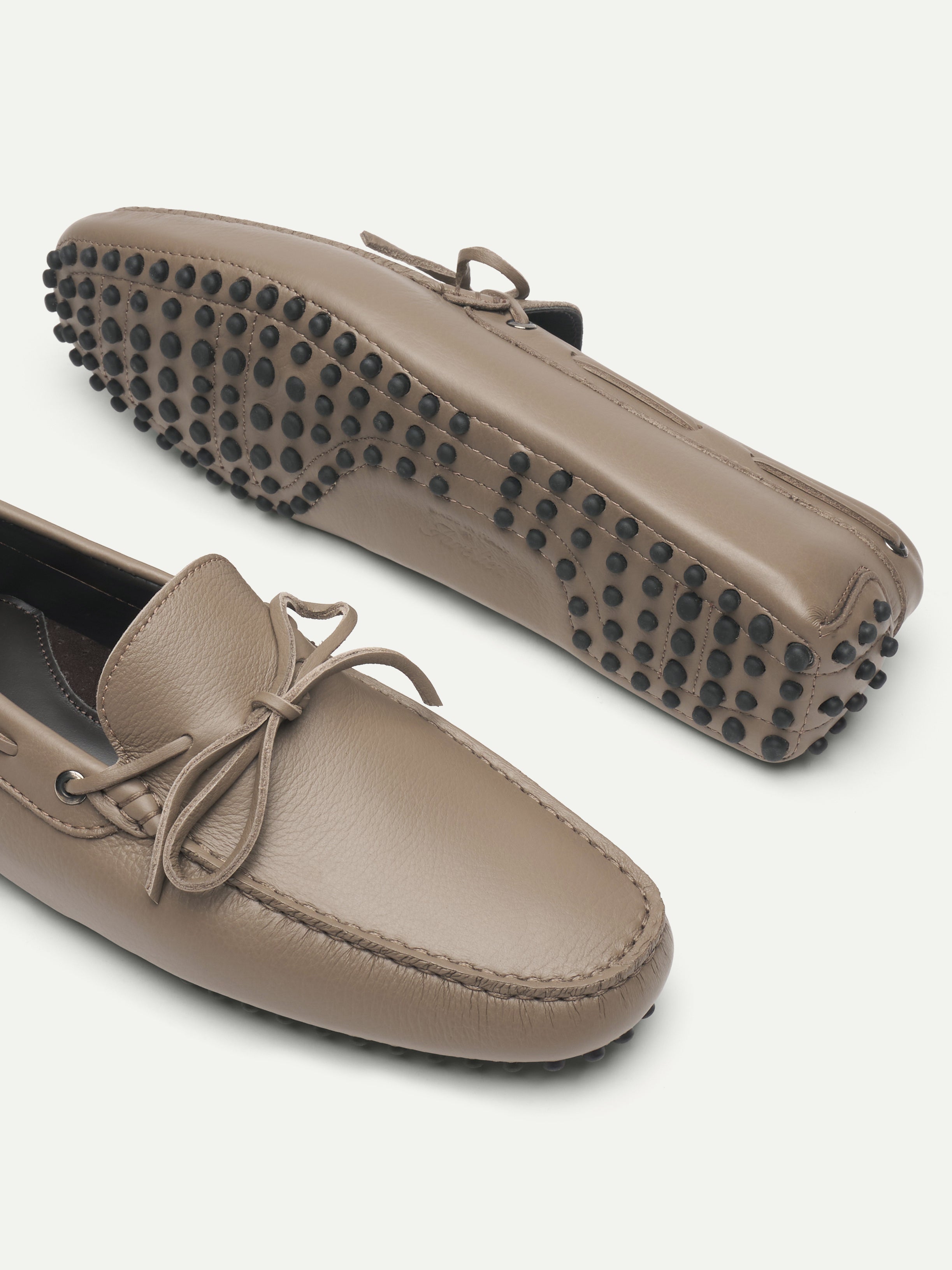 Taupe Leather Driving Shoes
