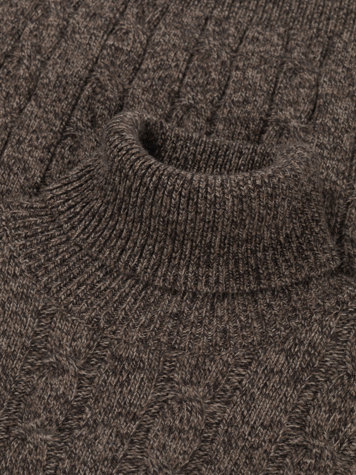 Brown Mouline Dolcevita Cable Knit Sweater