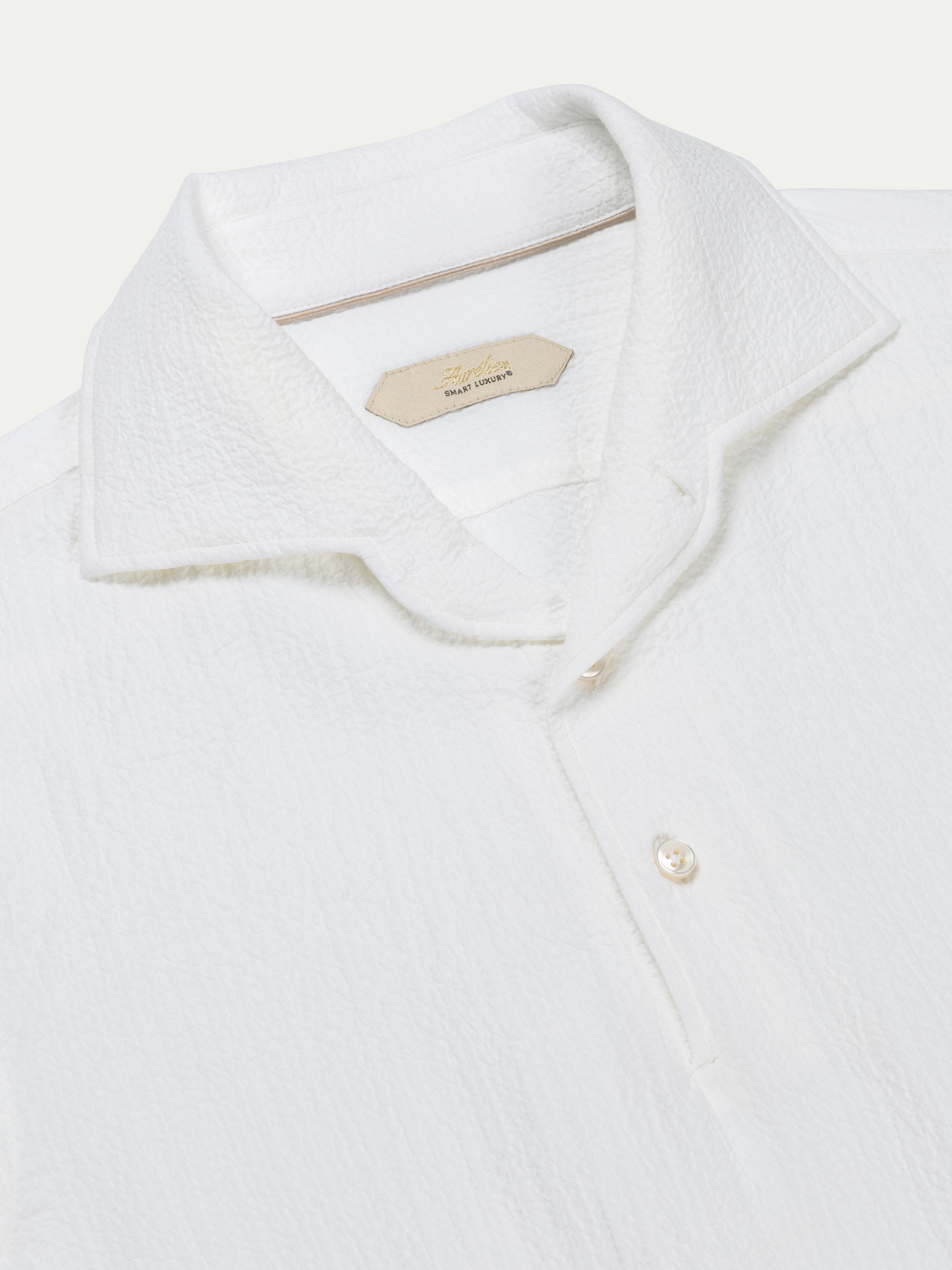 White Seersucker Pop-over Shirt