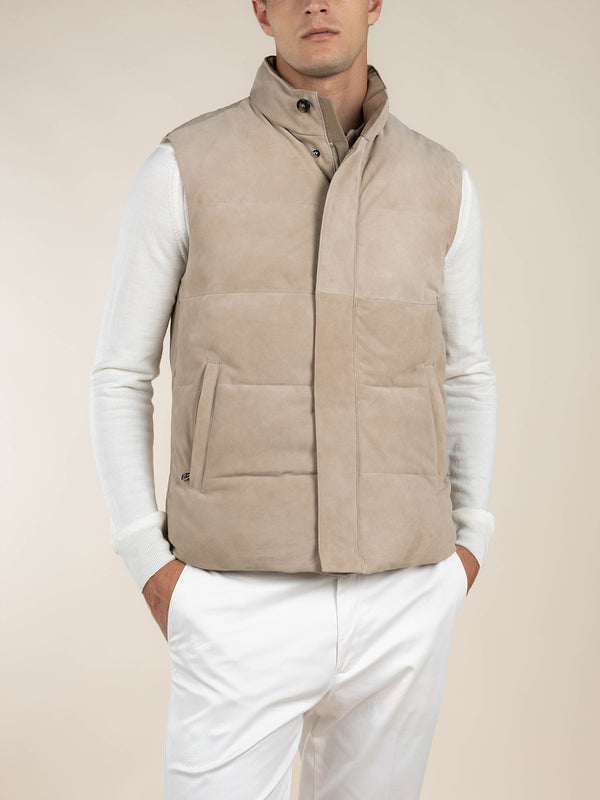 Light Beige Suede AUR1 Body Warmer