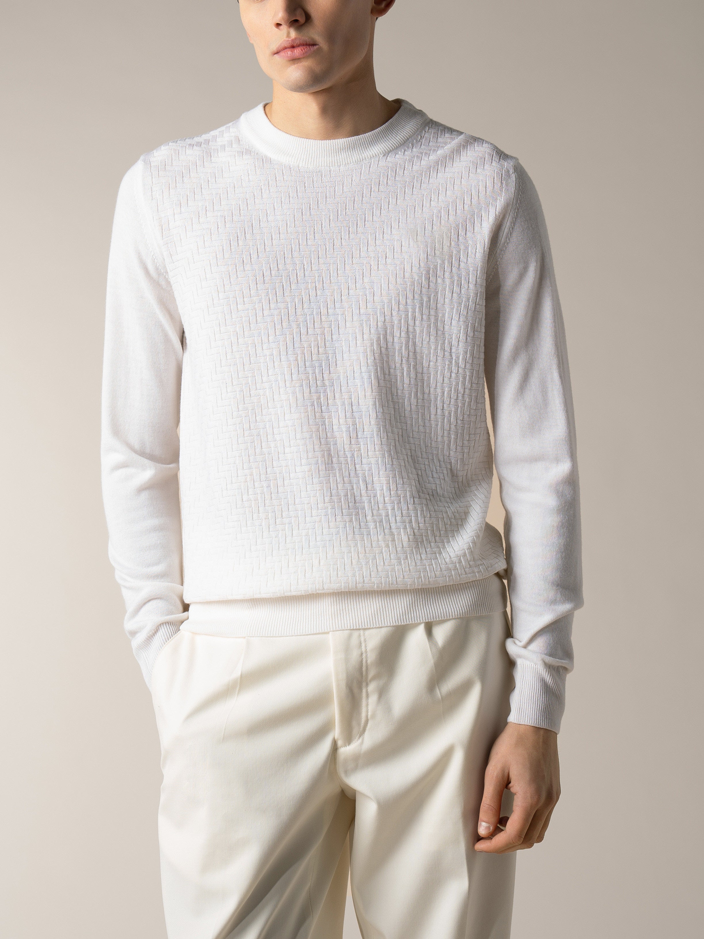 Ivory City Crew Basket Weave