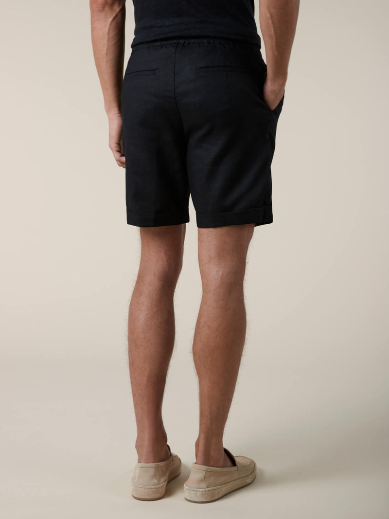 Black Linen Seaside Shorts