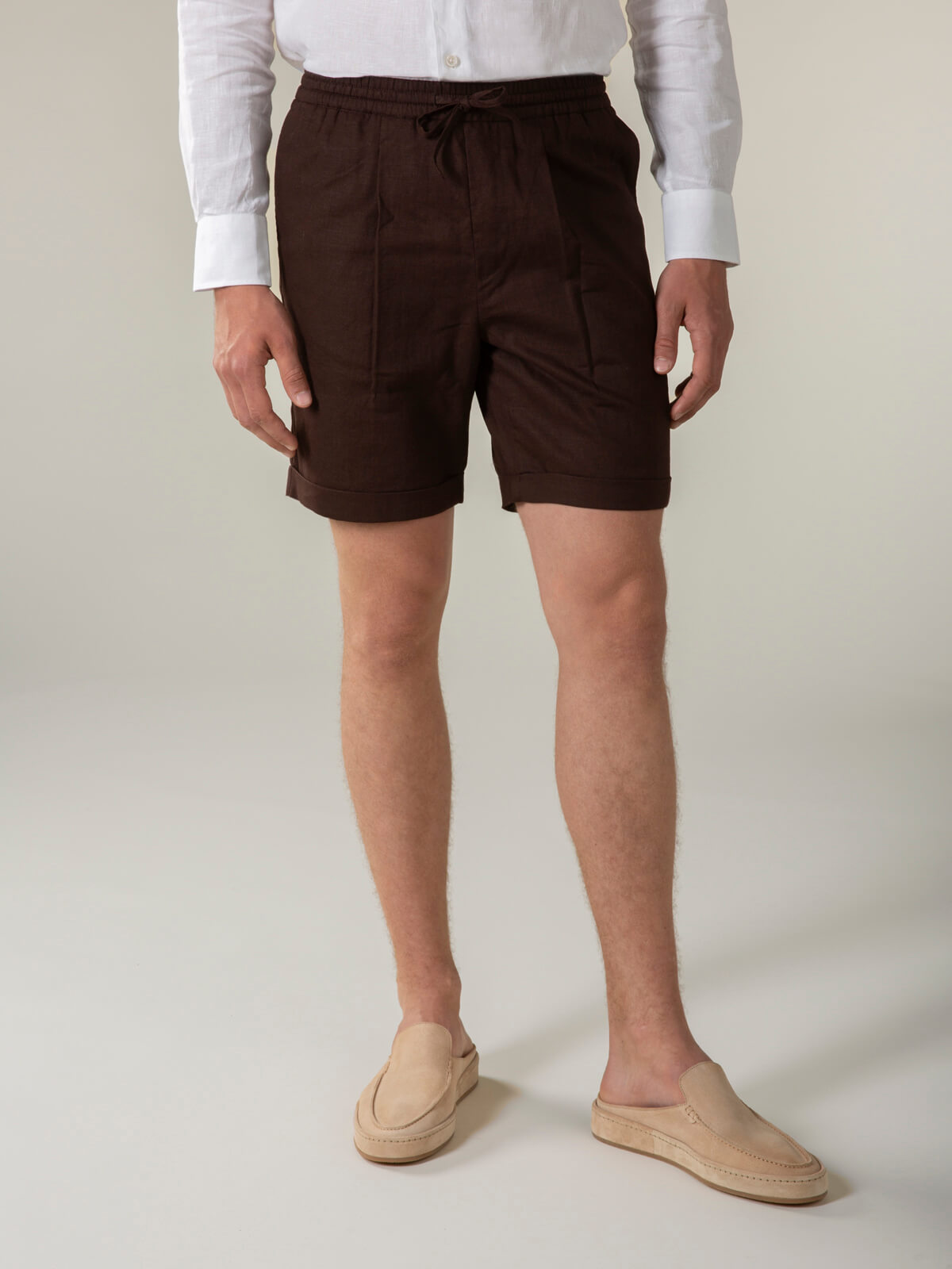 Brown Linen Seaside Shorts