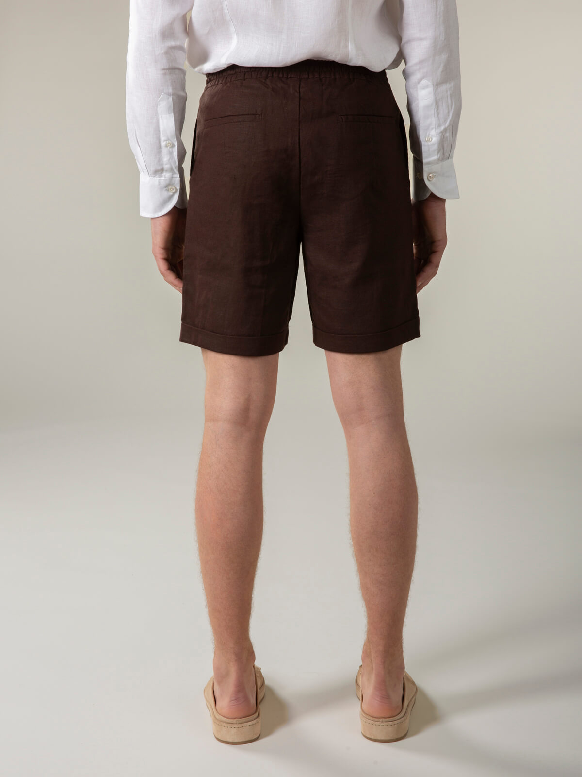 Brown Linen Seaside Shorts