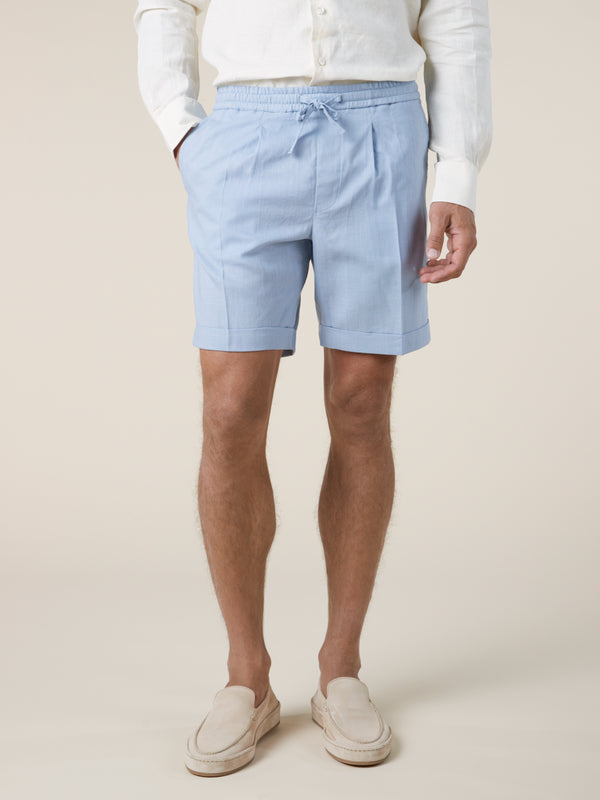 Light Blue Linen Seaside Shorts