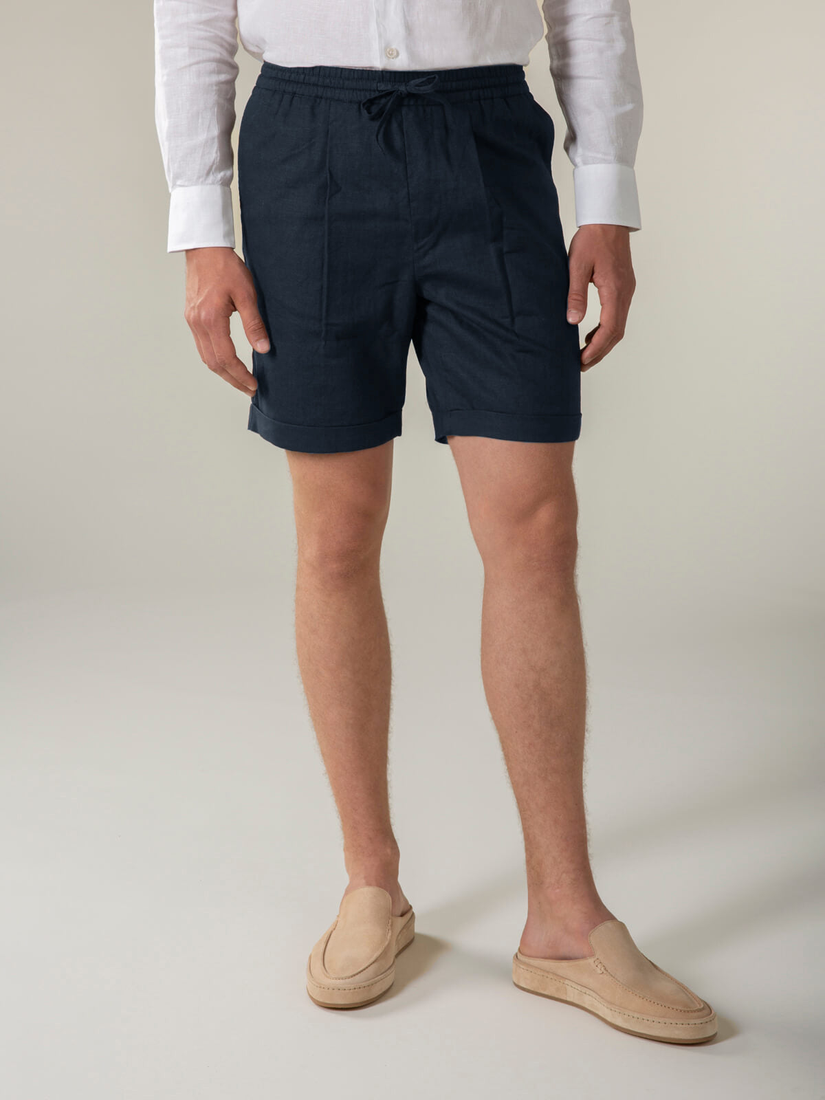 Navy Linen Seaside Shorts